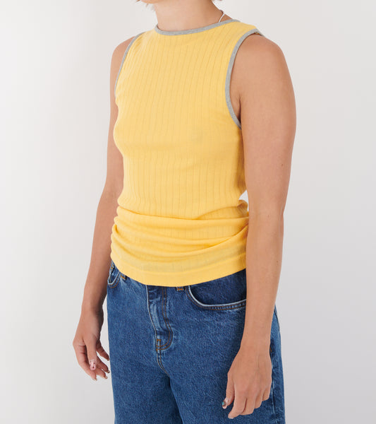 101 Tank Top Kontrast Yellow/Light Grey