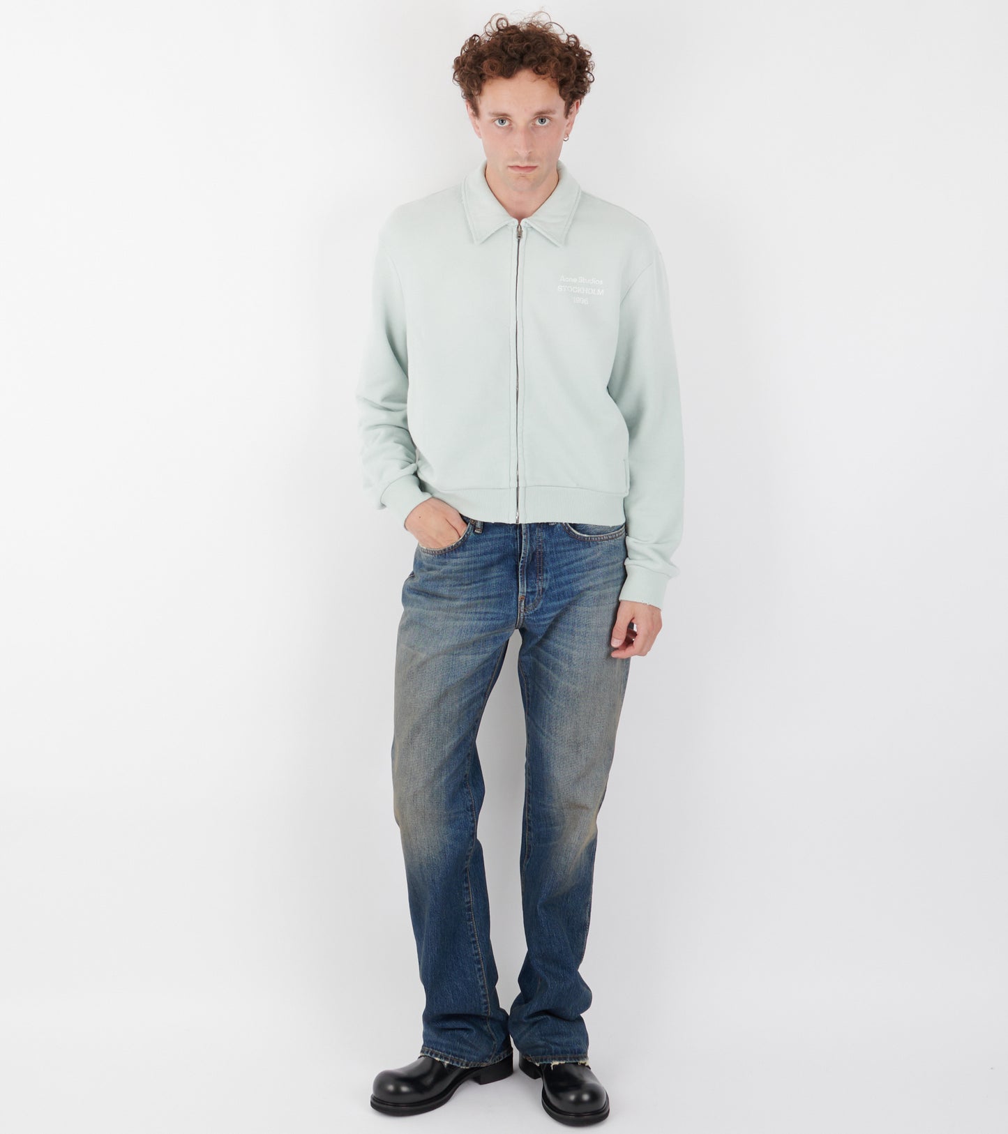 Zip Collar Cardigan Pale Mint