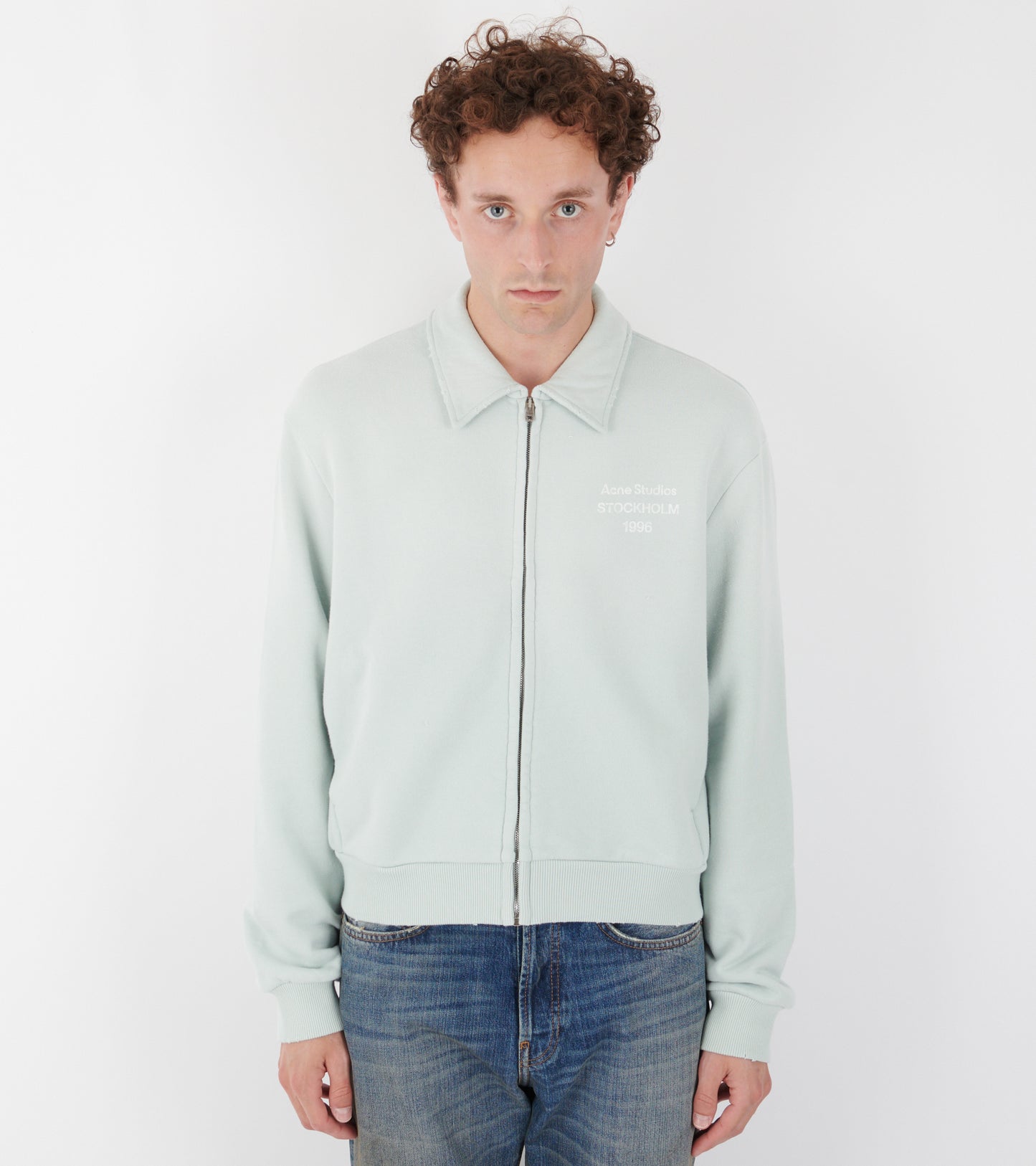 Zip Collar Cardigan Pale Mint