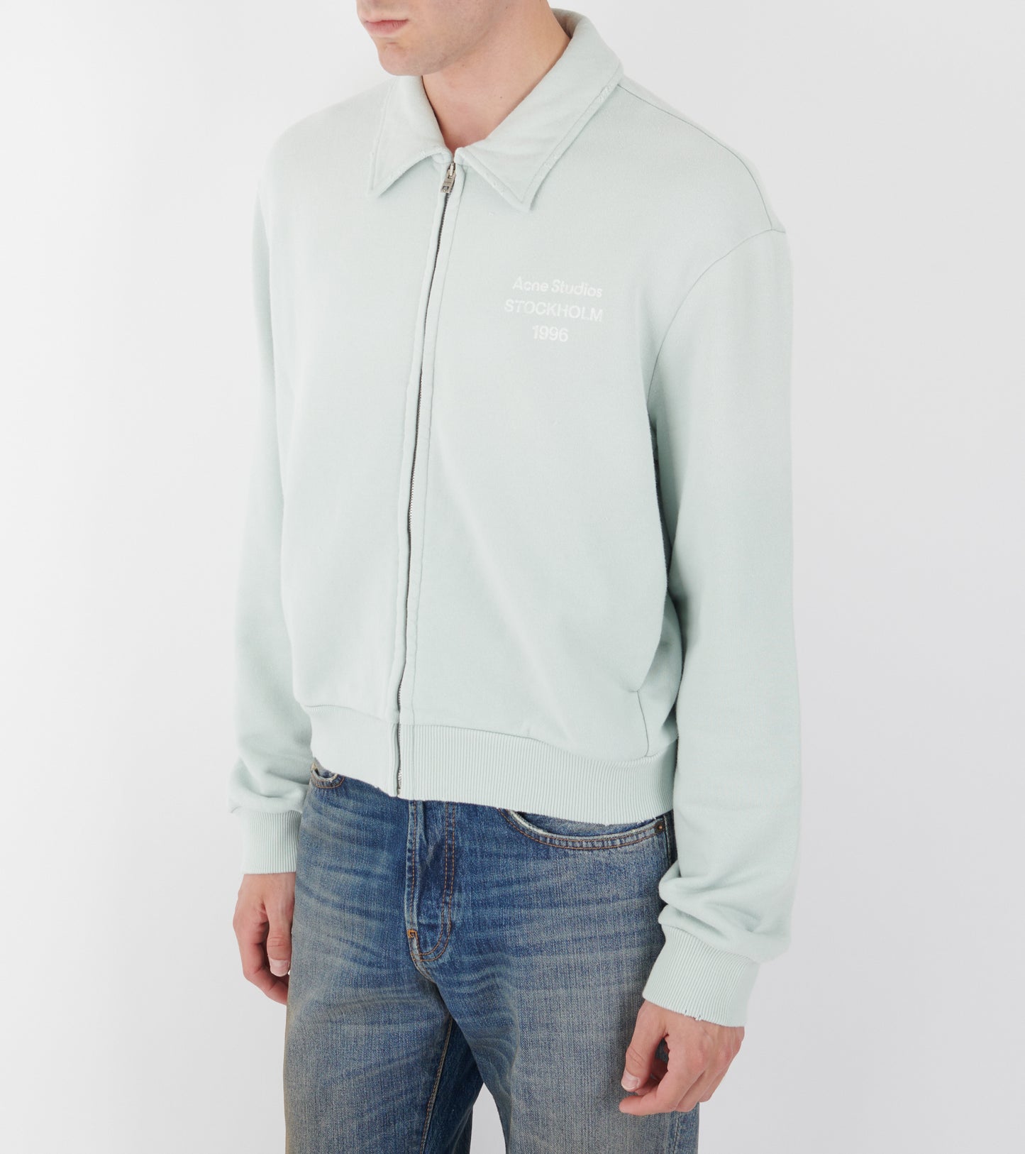 Zip Collar Cardigan Pale Mint