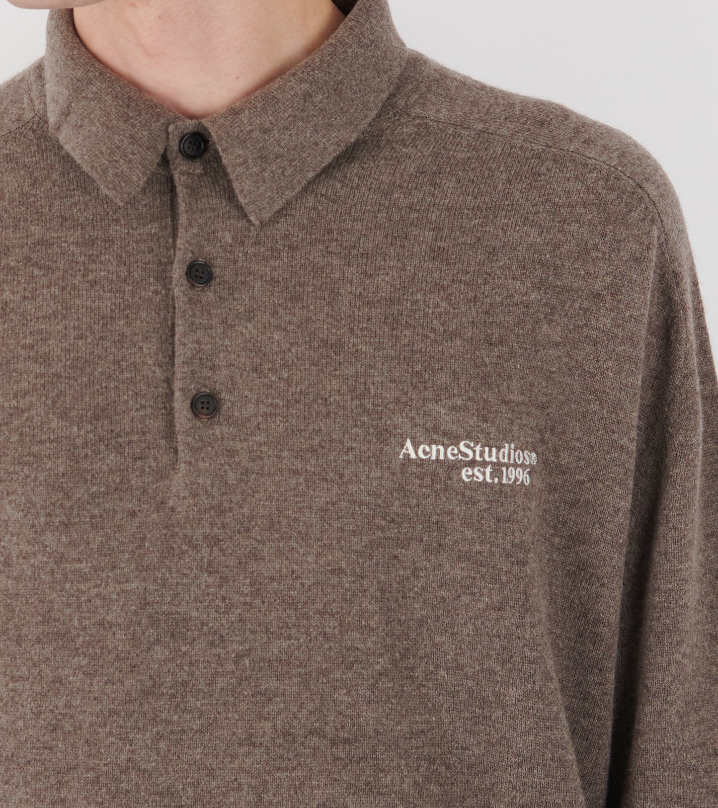 Wool Knit Polo Brown Melange