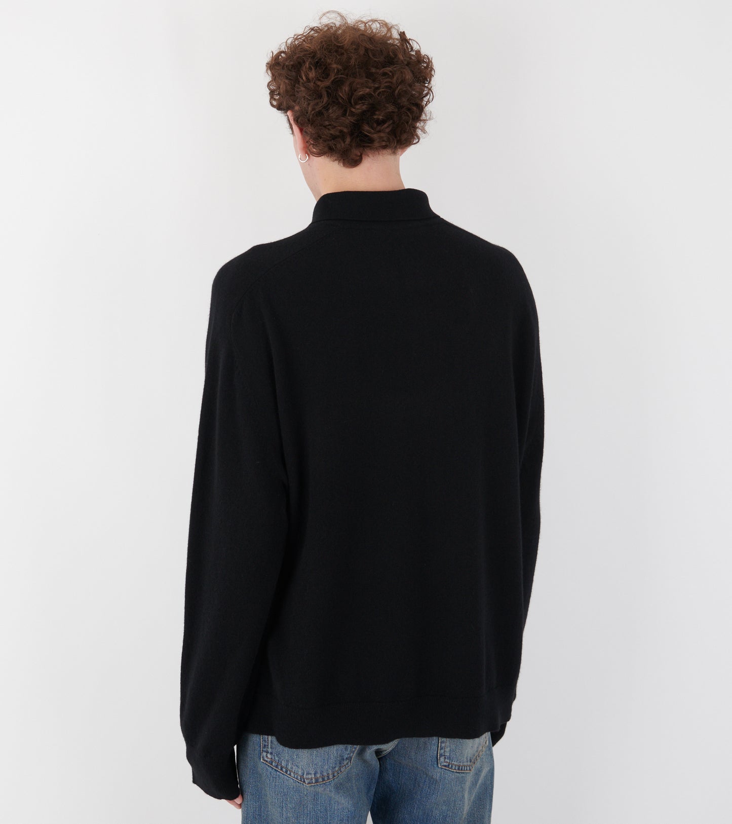 Wool Knit Polo Black