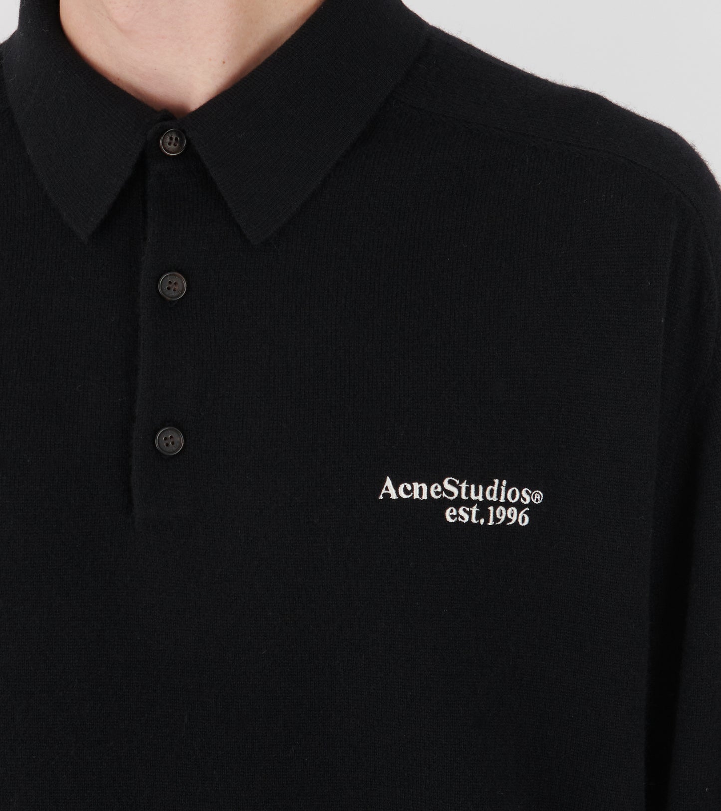 Wool Knit Polo Black