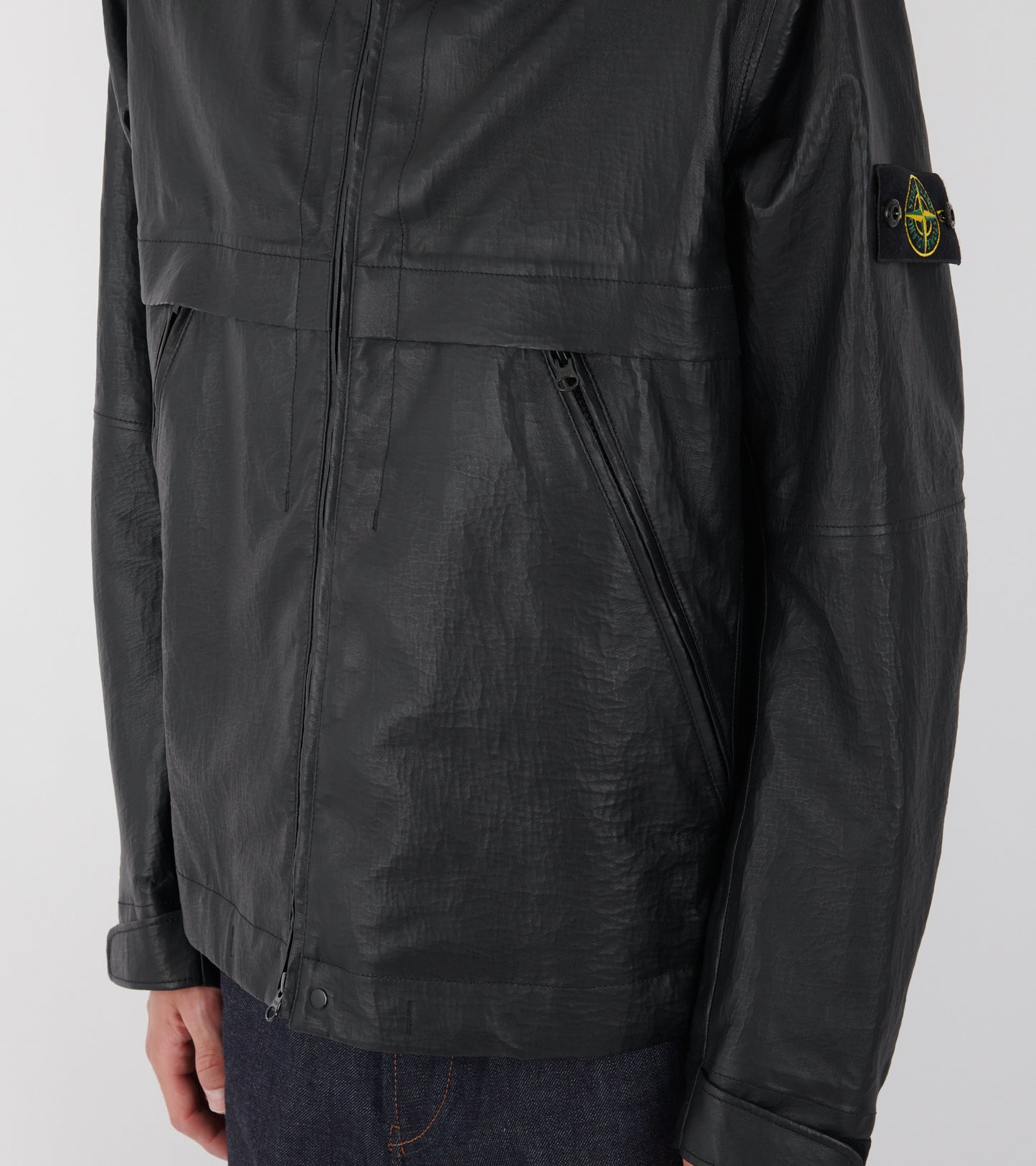 Leather Organza Jacket Black