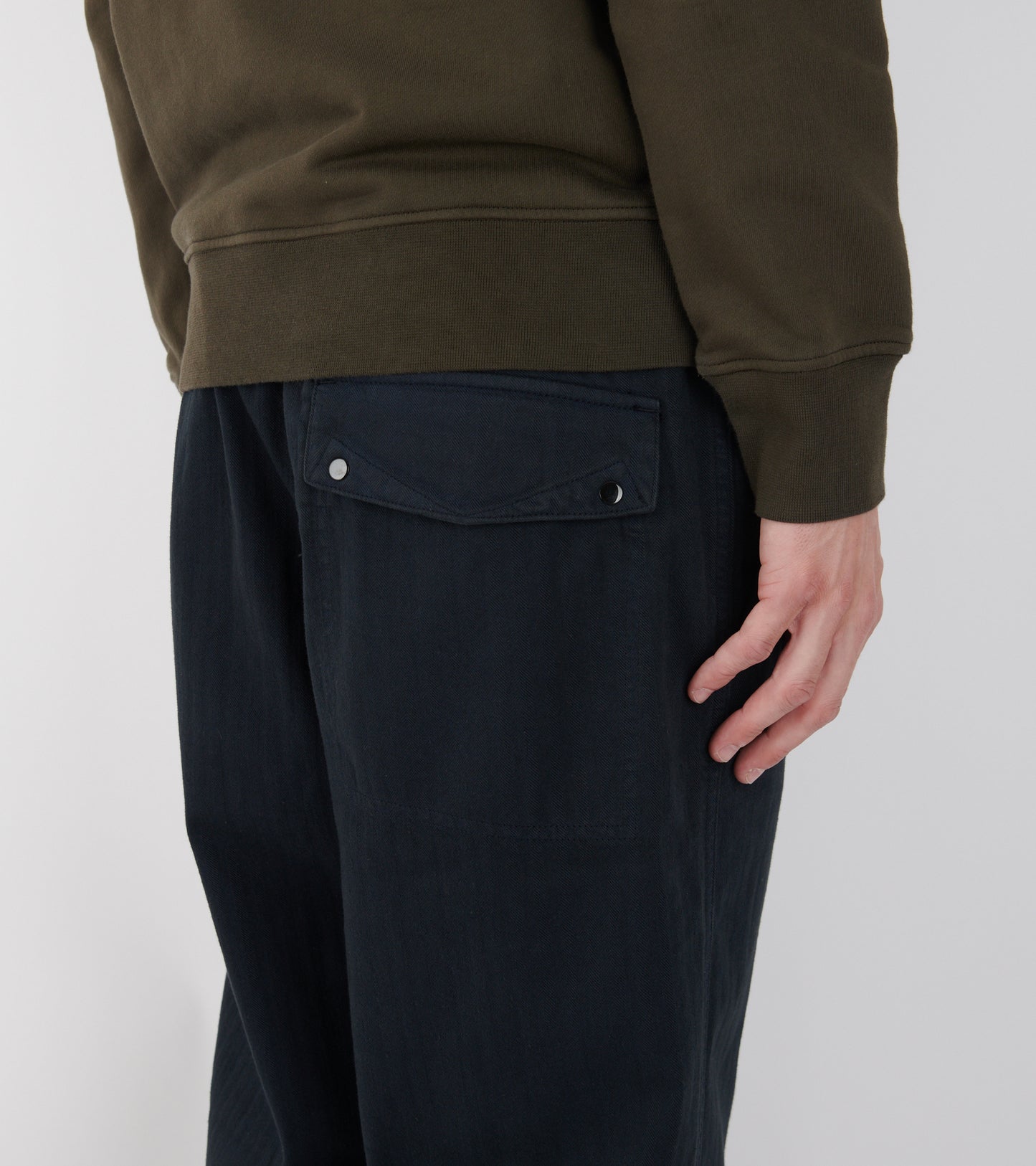 Striped Canvas Pants Navy