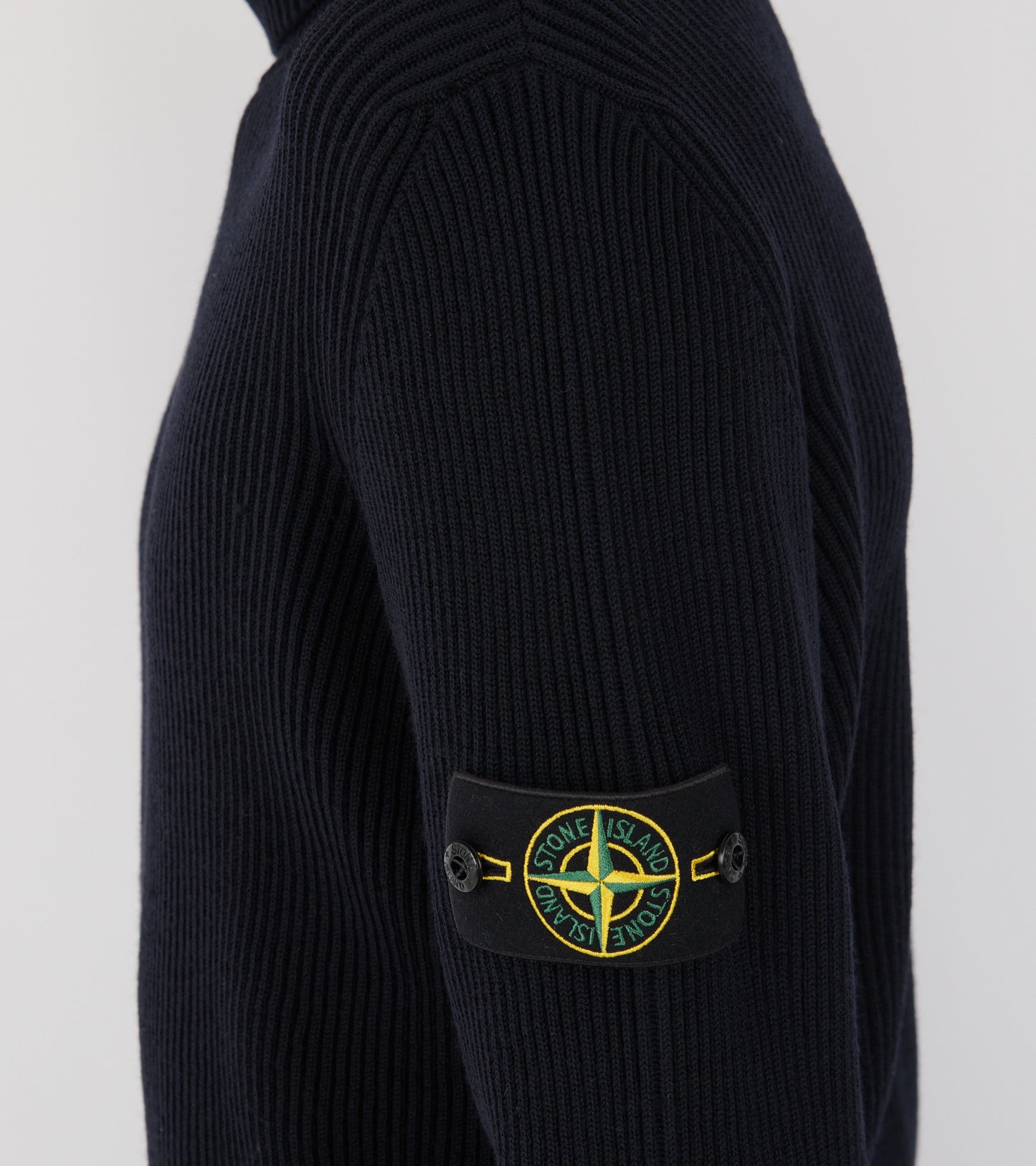 Rib Knitted T-neck Sweater Dark Navy