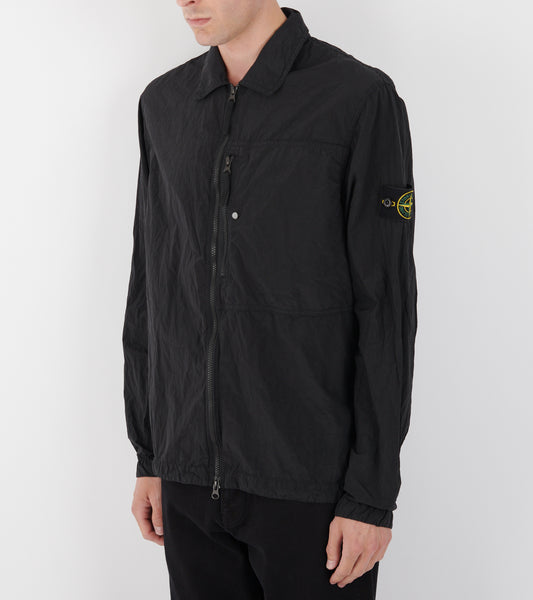 Econyl Nylon Crinkle Overshirt Black