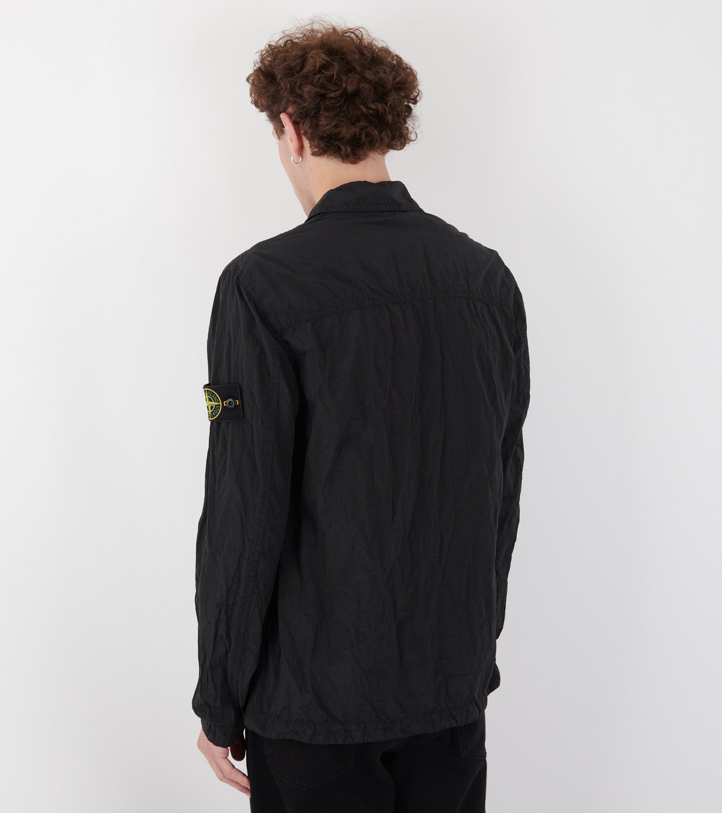 Econyl Nylon Crinkle Overshirt Black