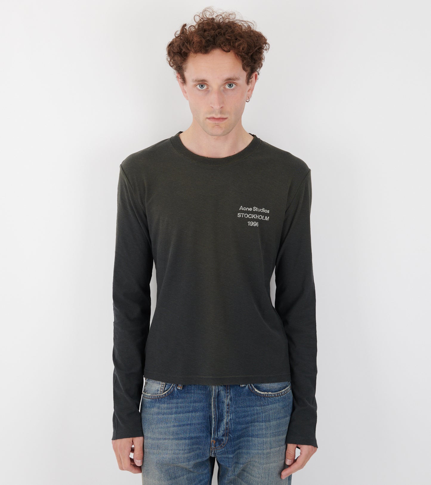 Distressed Logo L/S T-shirt Faded Black