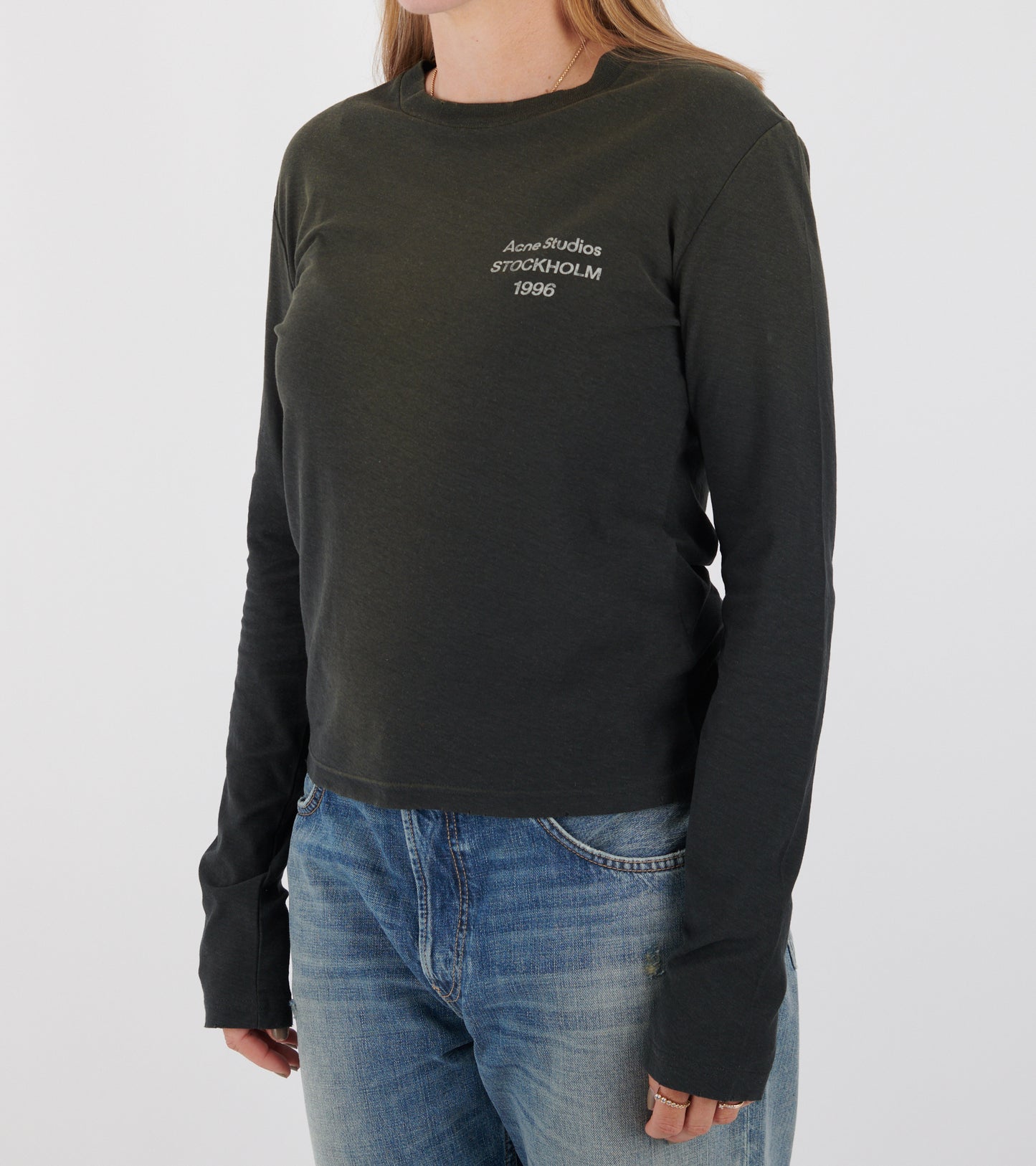 Distressed Logo L/S T-shirt Faded Black