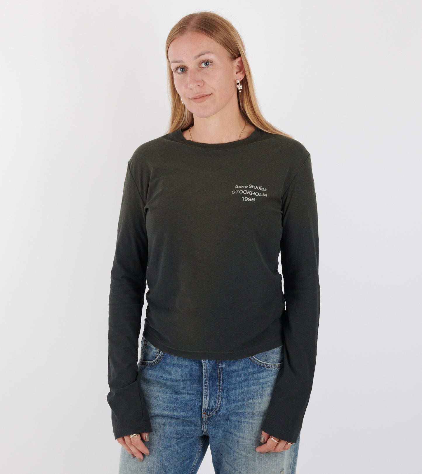 Distressed Logo L/S T-shirt Faded Black