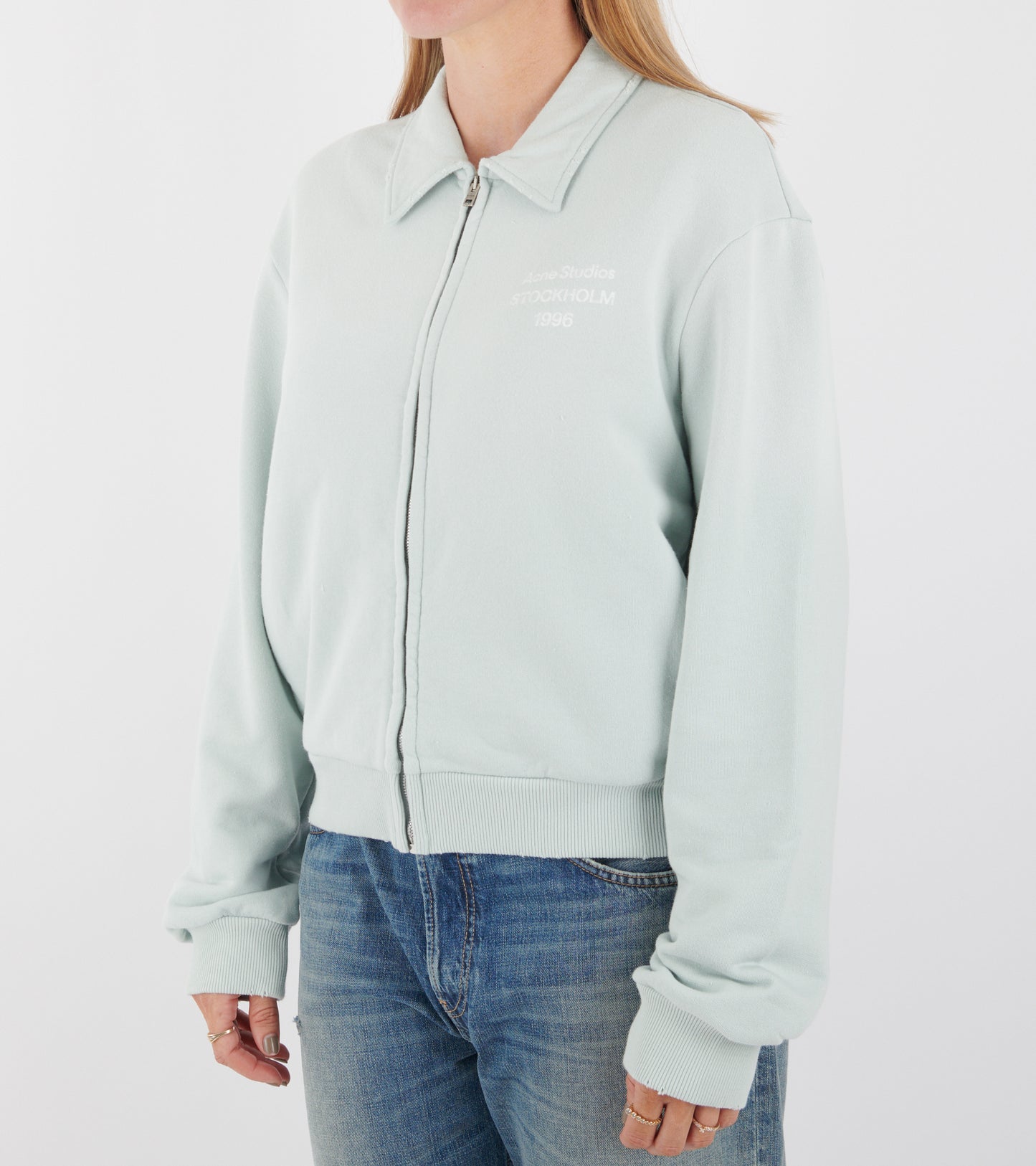 Zip Collar Cardigan Pale Mint