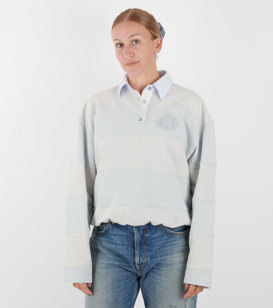 Striped Polo Sweatshirt Light Blue/Grey