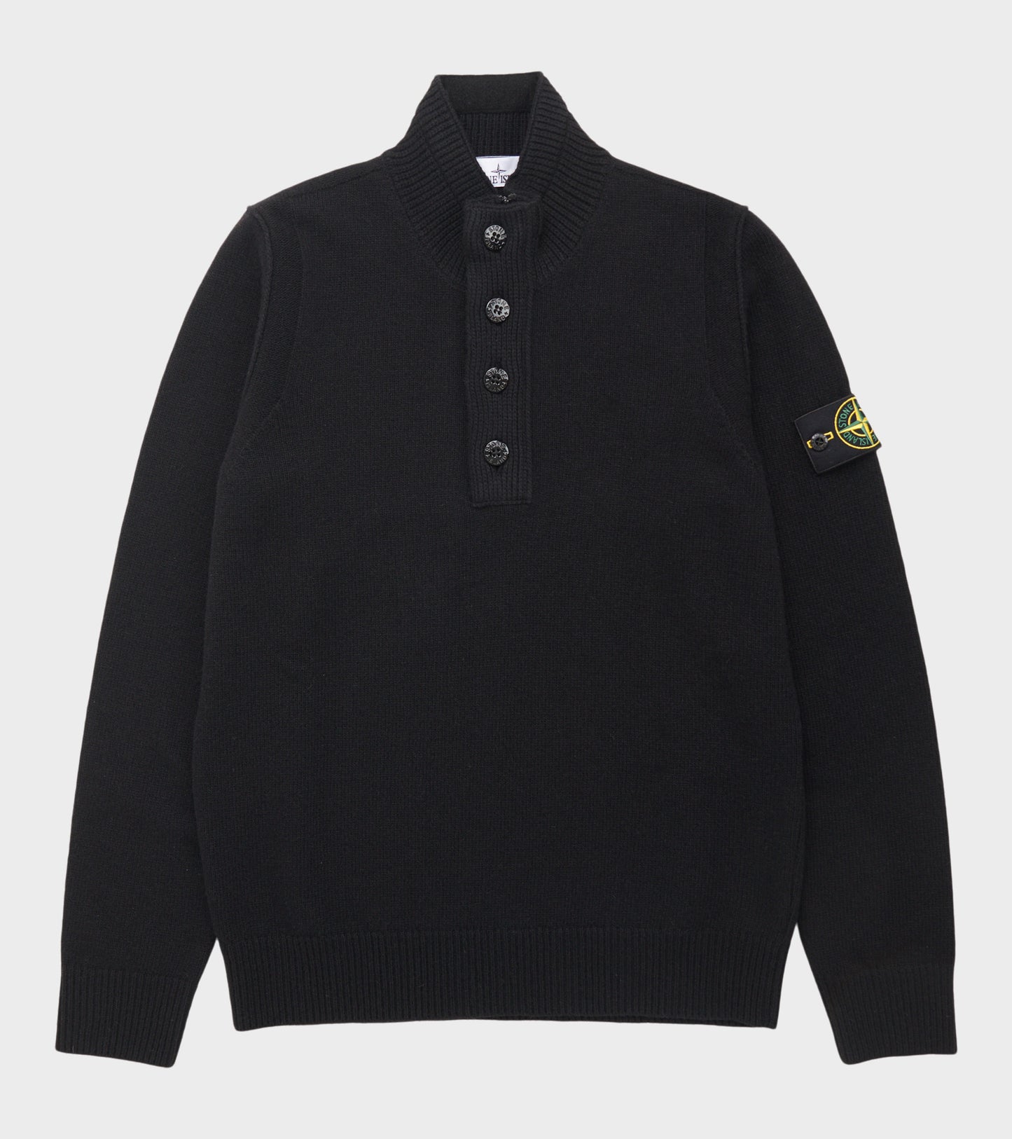 Half Zip Button Wool Knit Black
