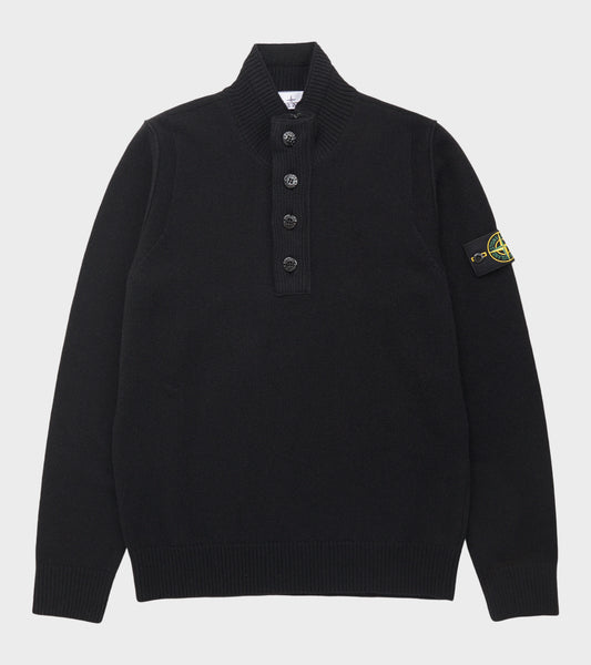 Half Zip Button Wool Knit Black