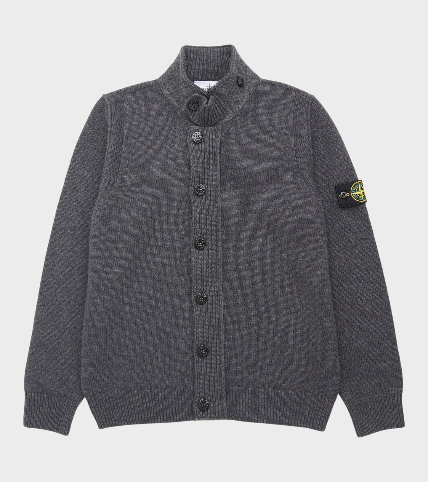 Zip Button Wool Cardigan Dark Grey