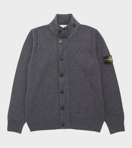 Zip Button Wool Cardigan Dark Grey