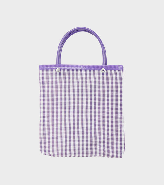 Mini Market Tote Purple Check