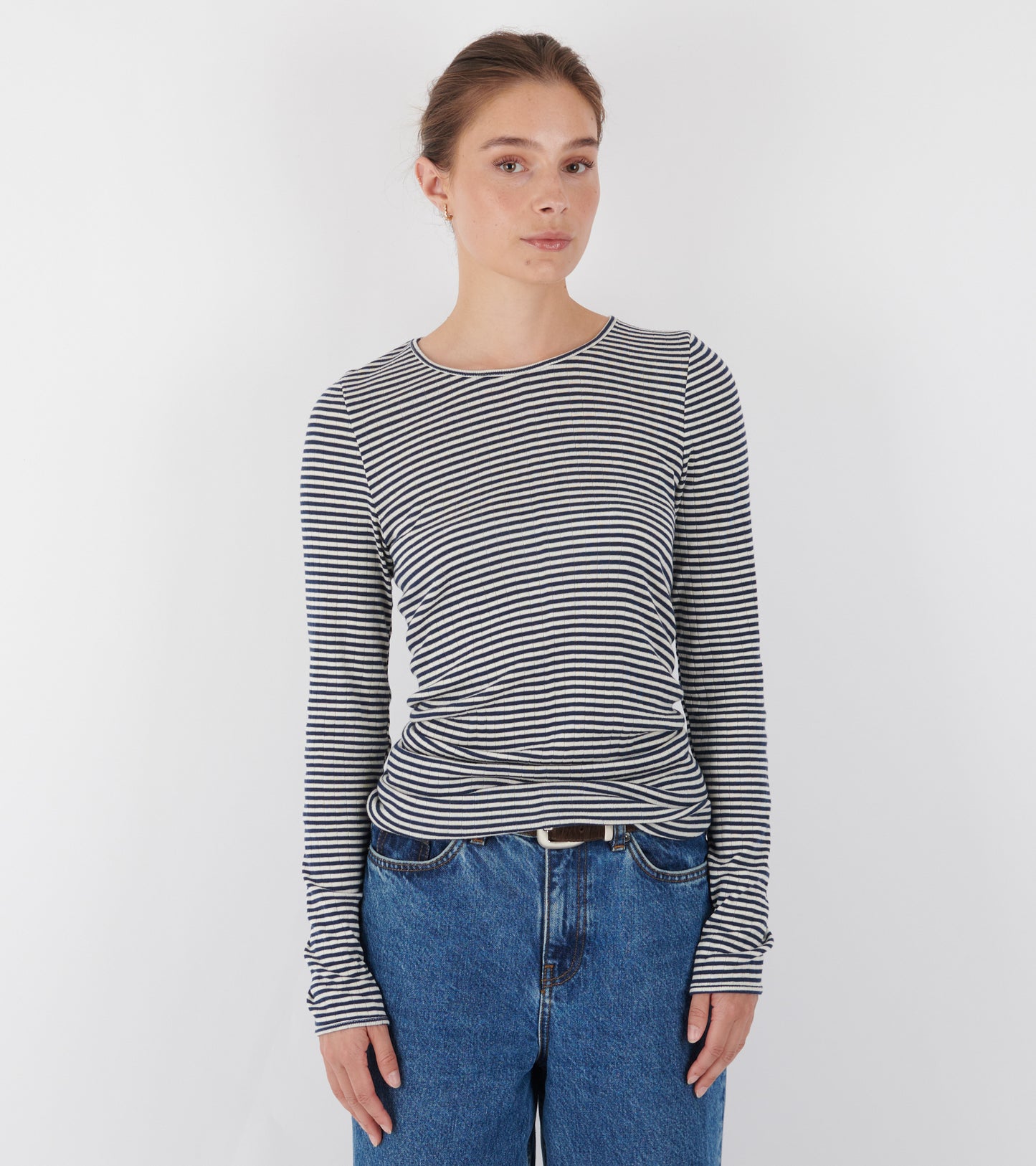 101 Rib Fine Stripe Marine/Ecru
