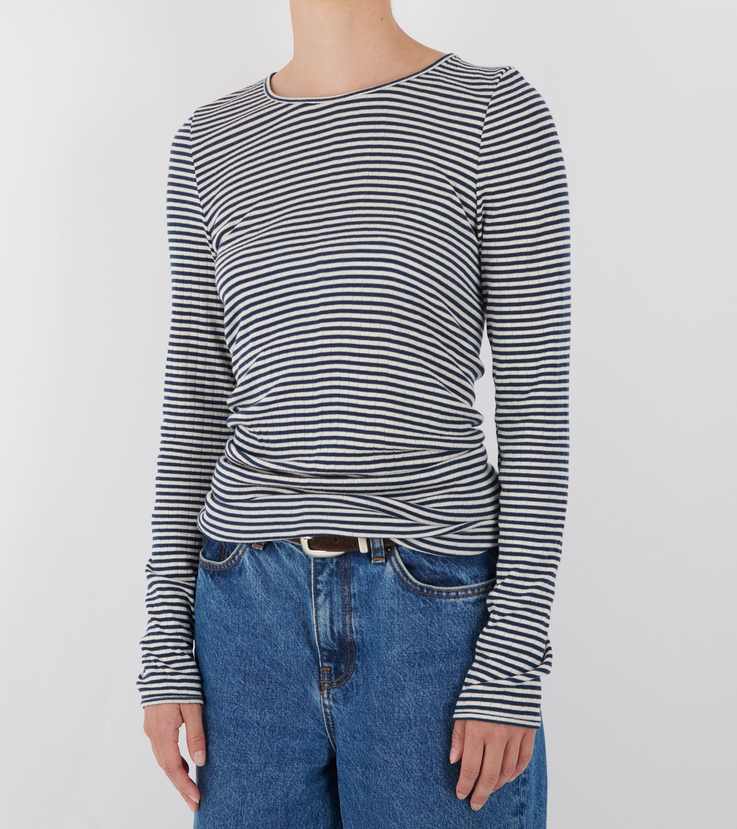 101 Rib Fine Stripe Marine/Ecru