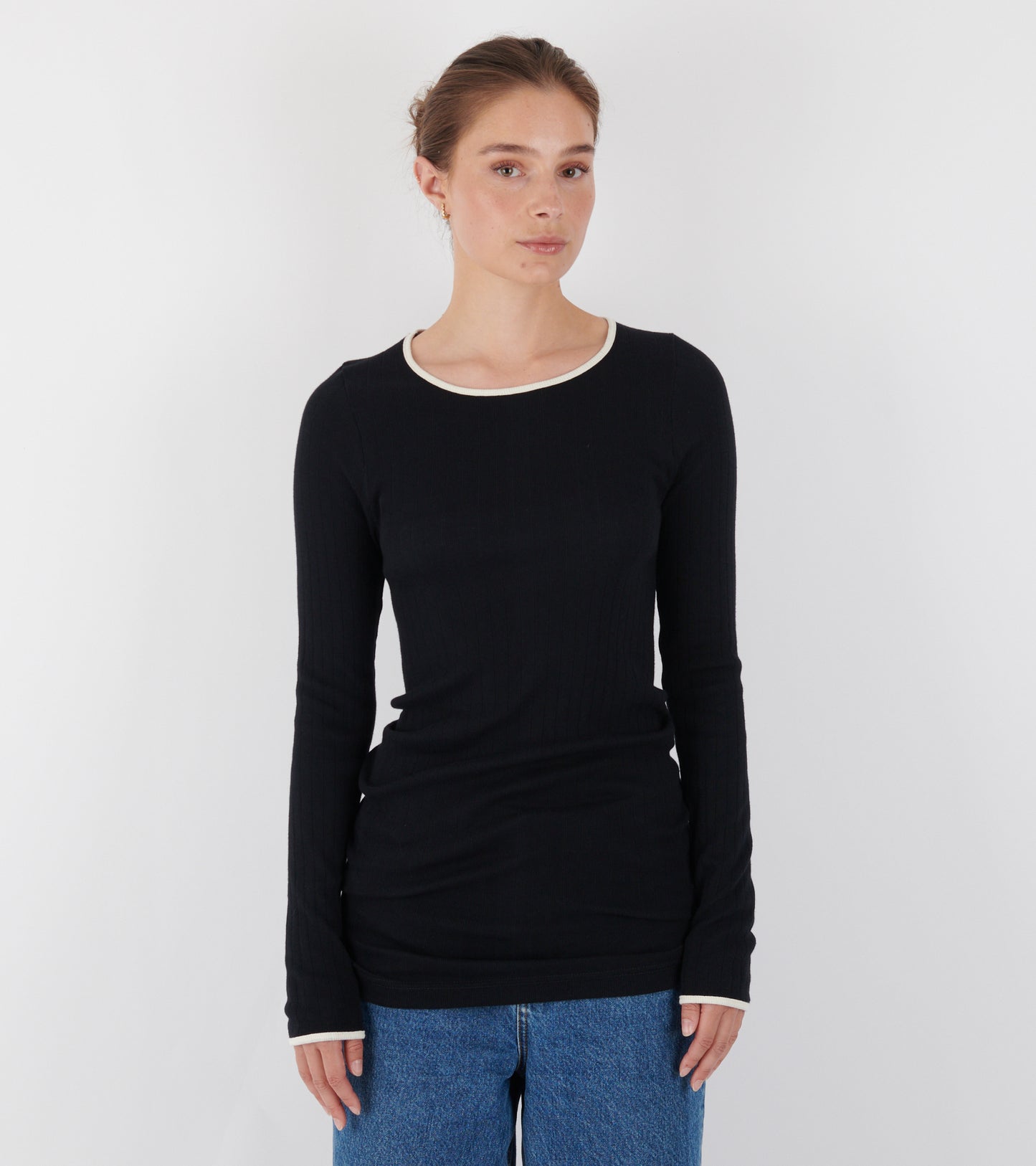 101 Rib Extra Kontrast Black/Ecru