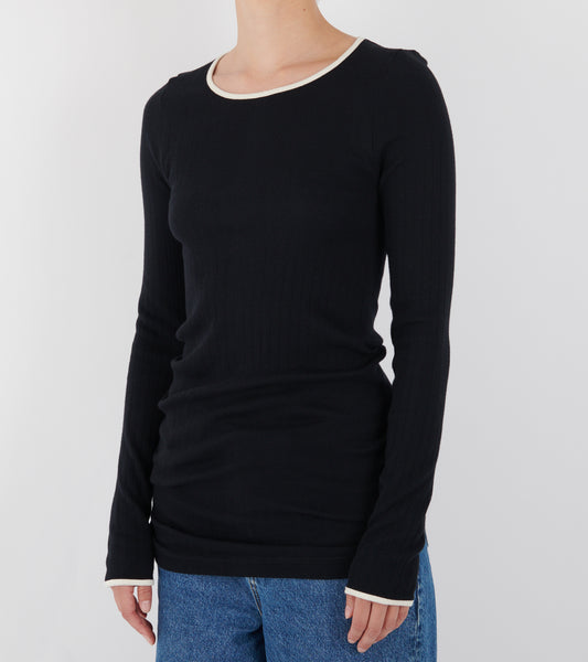 101 Rib Extra Kontrast Black/Ecru