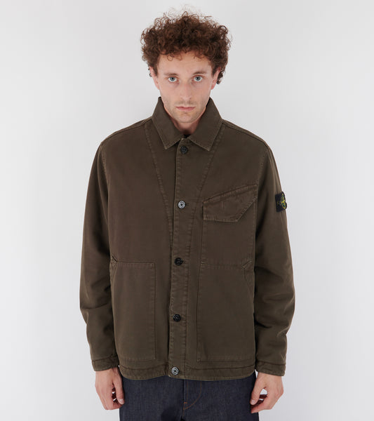 Cotton Panama Old Effect-TC Jacket Olive Brown