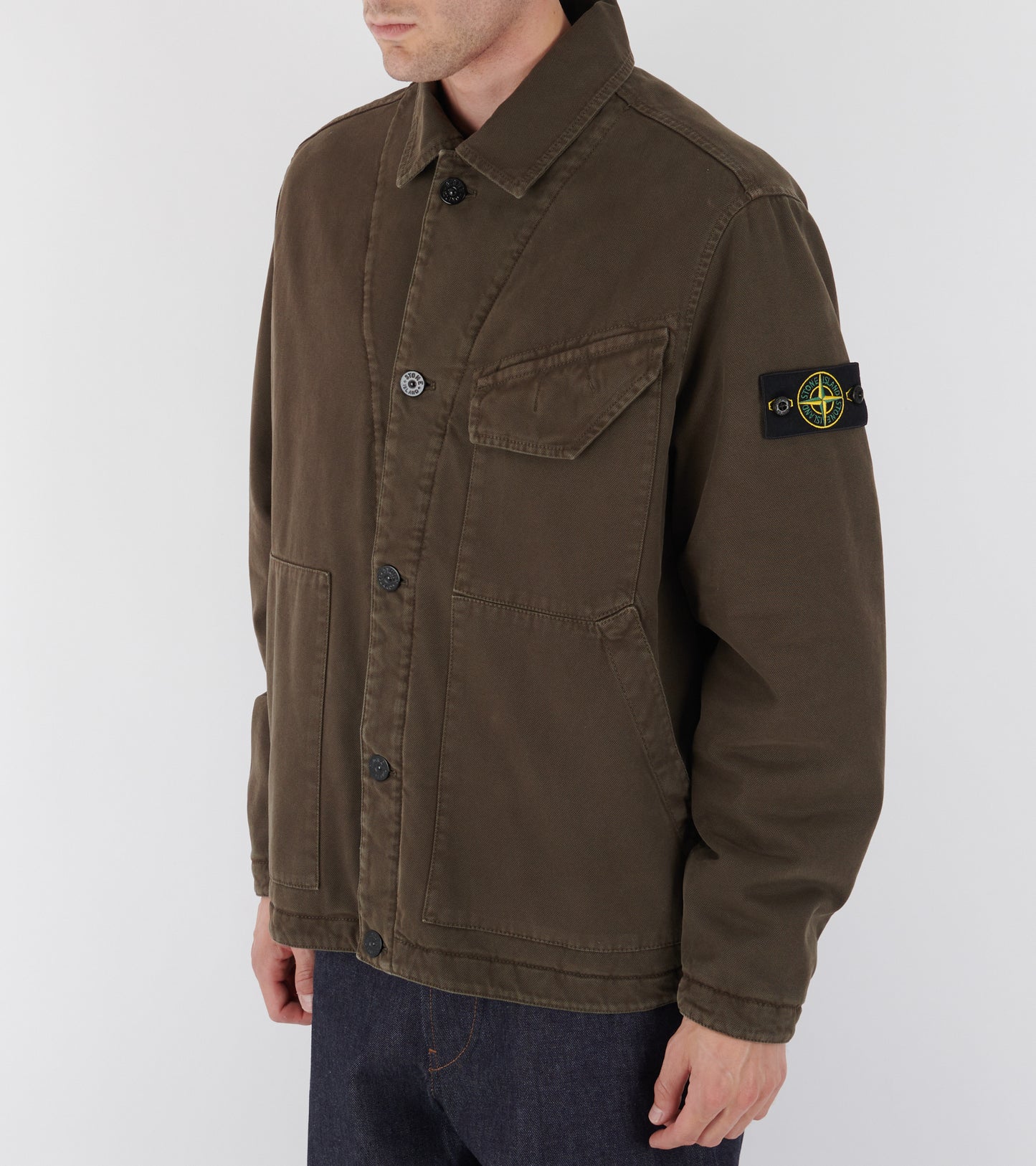 Cotton Panama Old Effect-TC Jacket Olive Brown