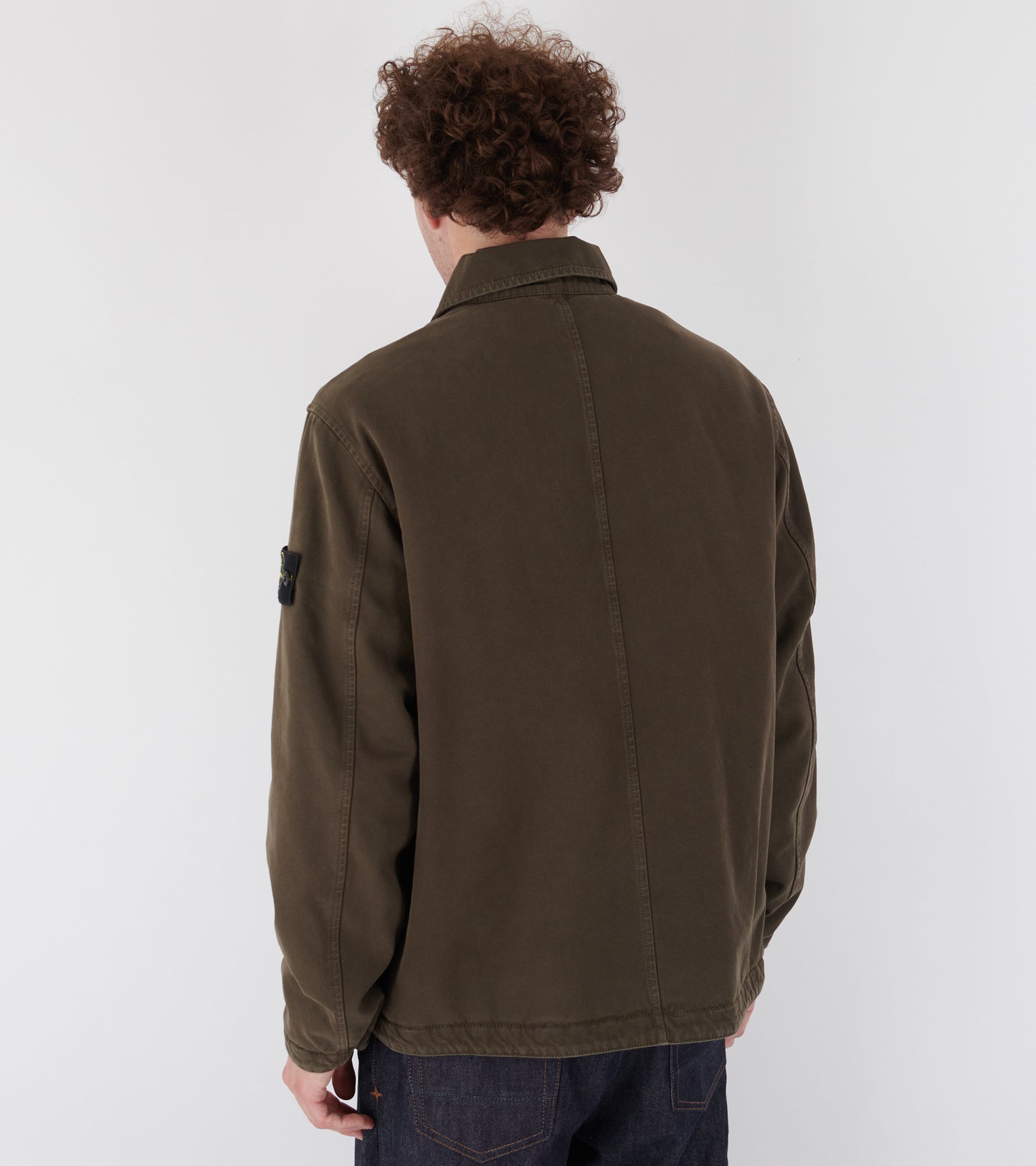 Cotton Panama Old Effect-TC Jacket Olive Brown