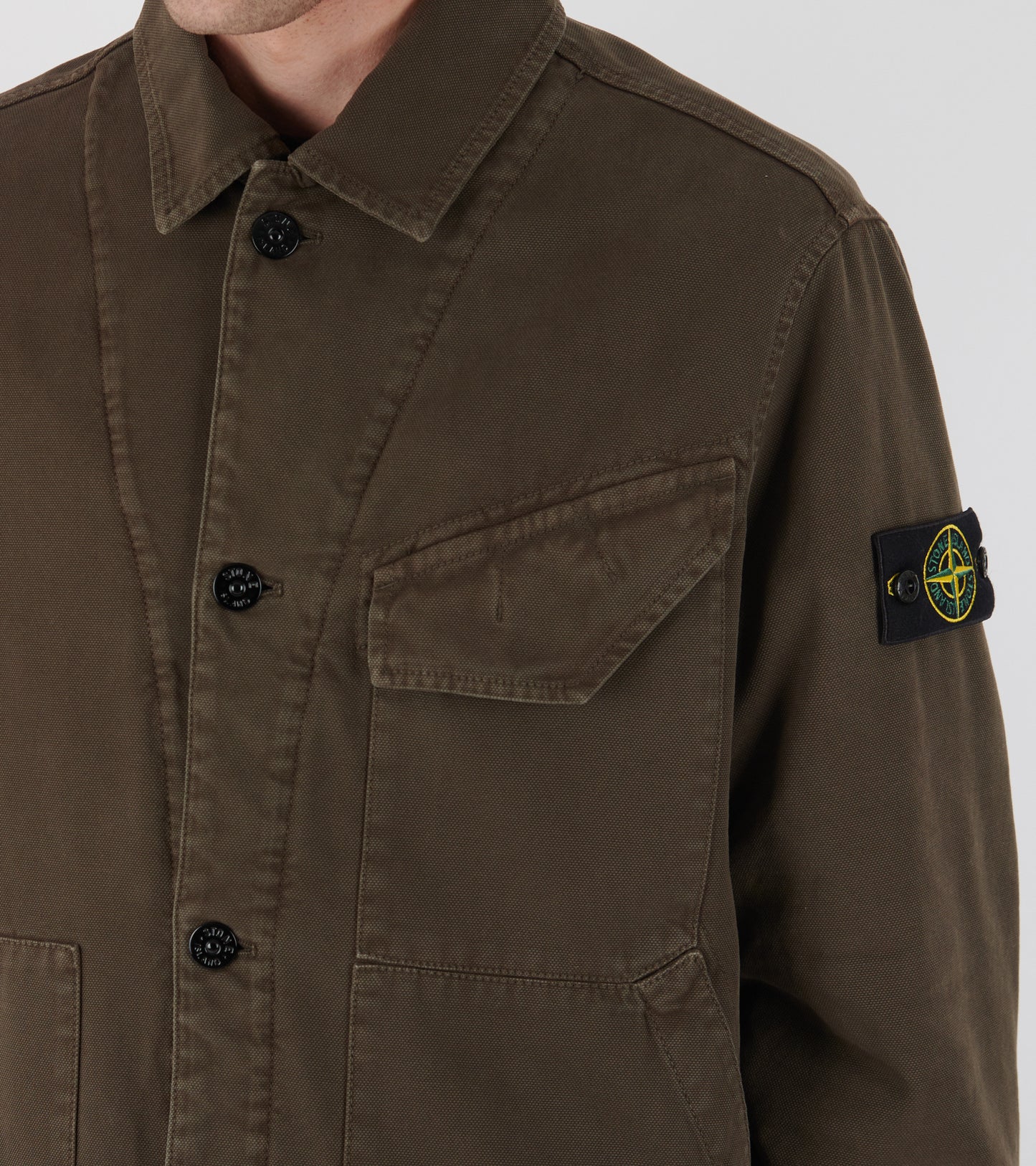 Cotton Panama Old Effect-TC Jacket Olive Brown