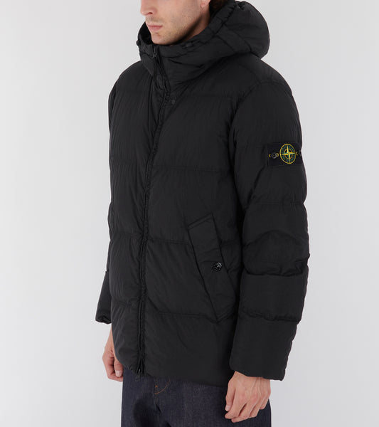 Hooded Garment Dyed Crinkle Reps NY Down Jacket Black