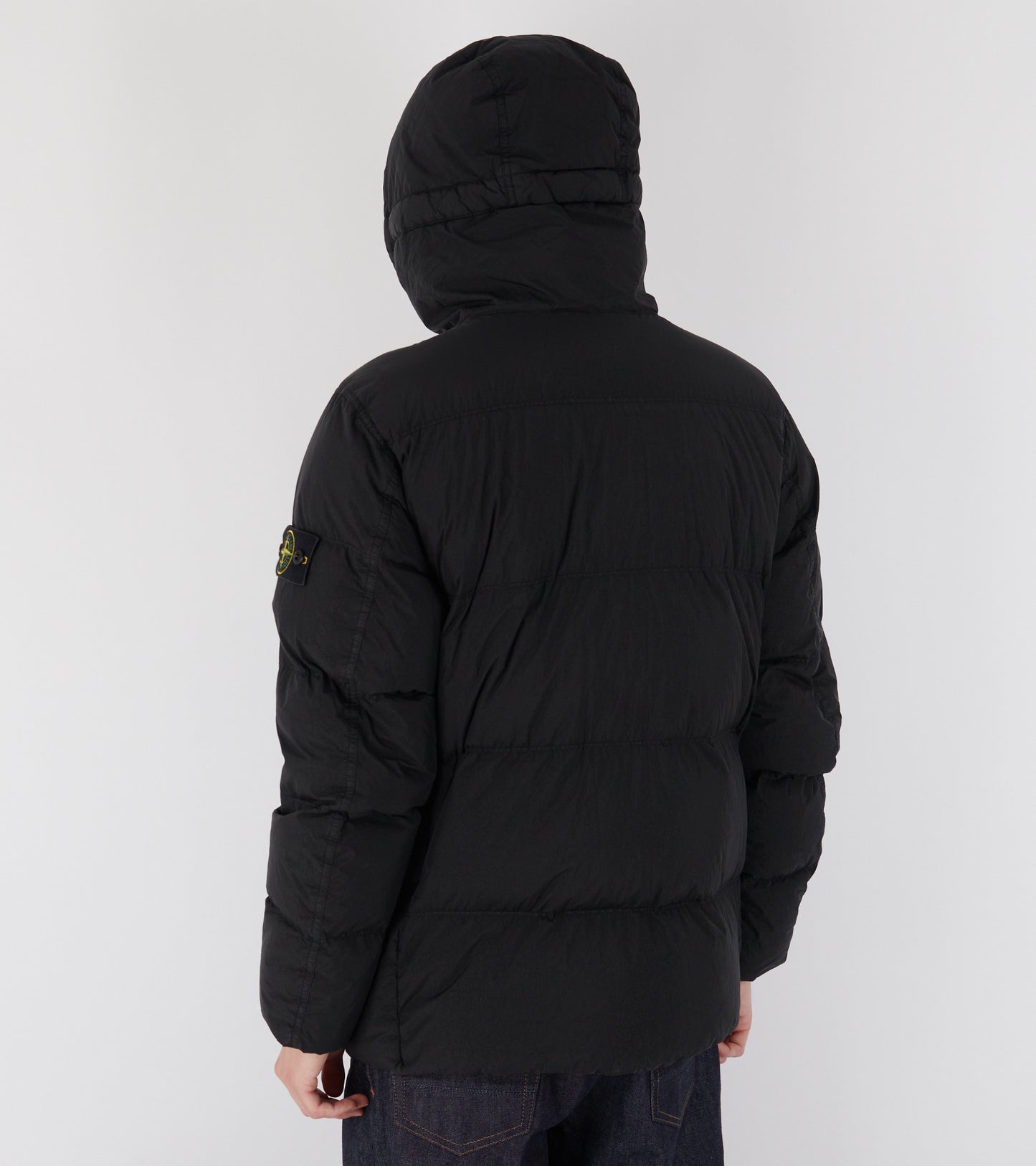 Hooded Garment Dyed Crinkle Reps NY Down Jacket Black
