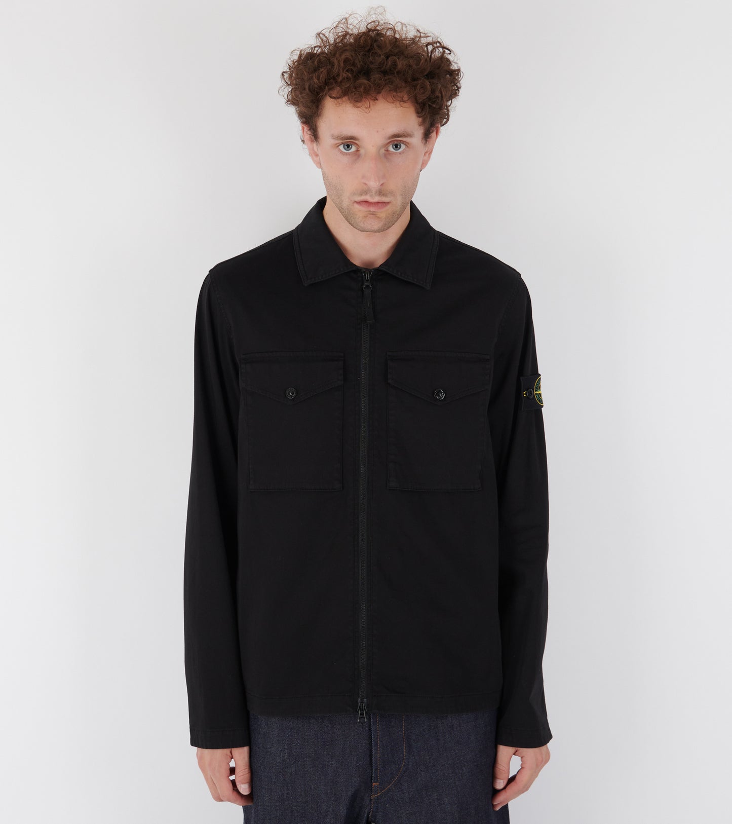 Classic Cotton Zip Pocket Overshirt Black