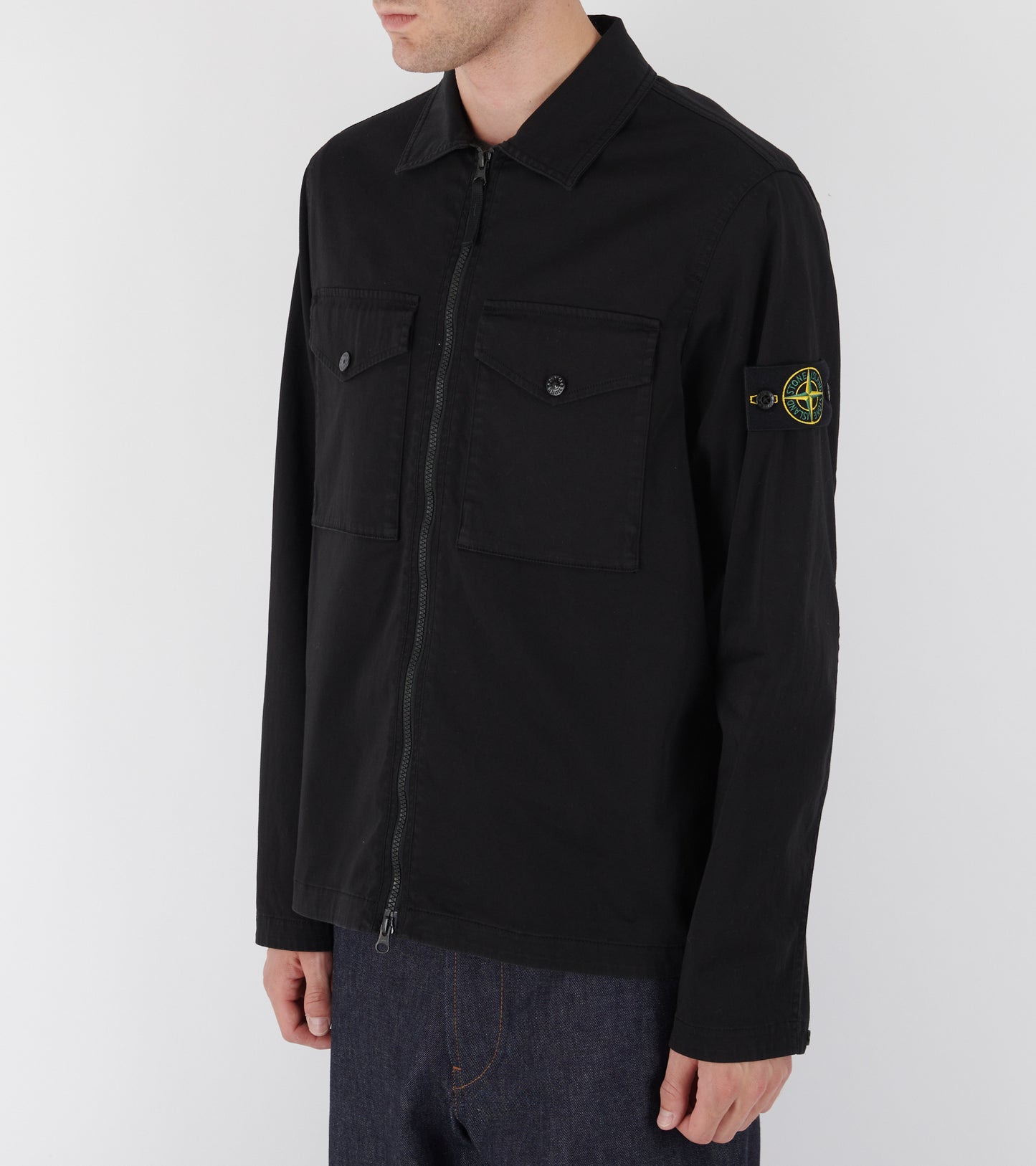 Classic Cotton Zip Pocket Overshirt Black