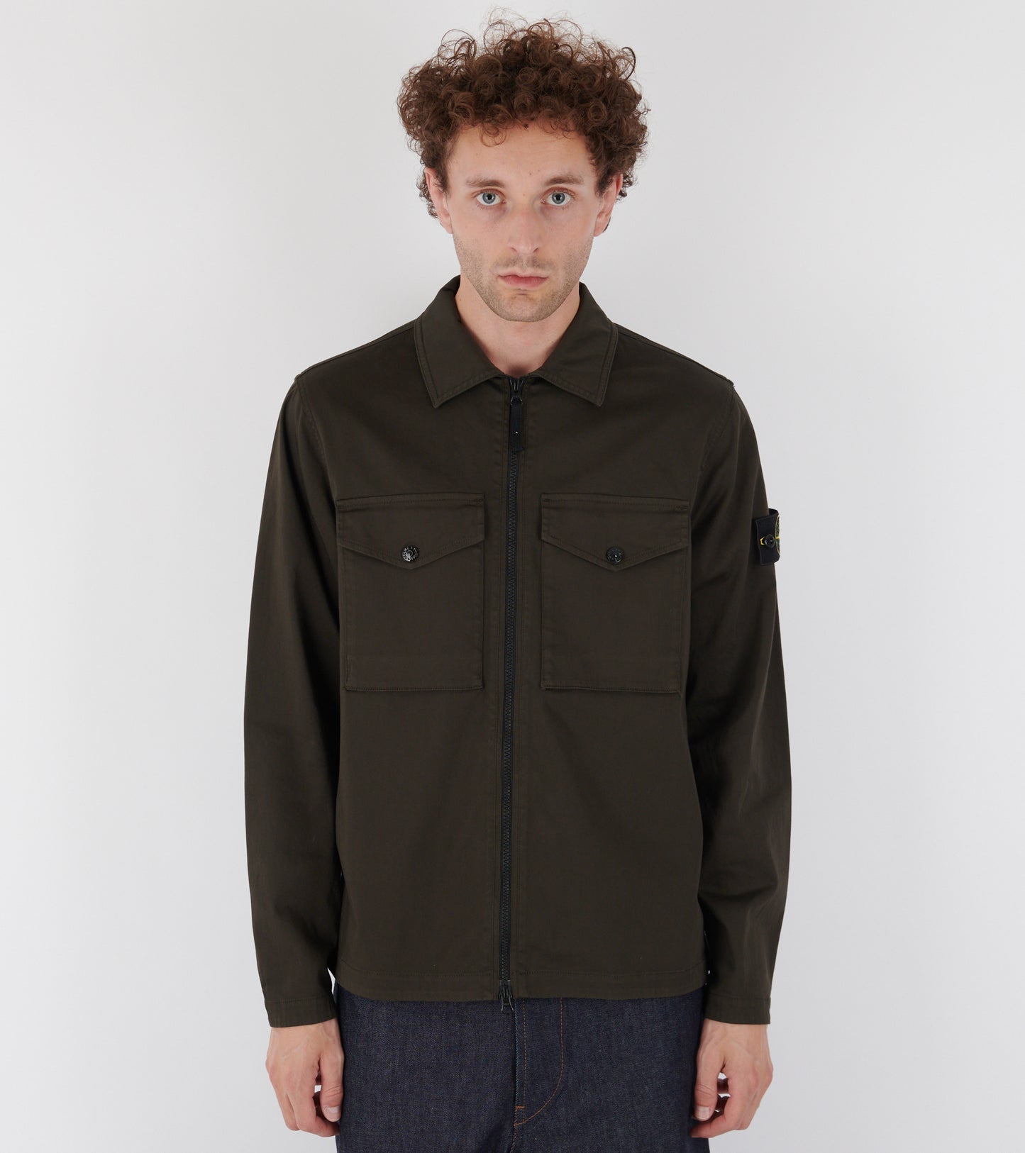 Classic Cotton Zip Pocket Overshirt Coal Grey