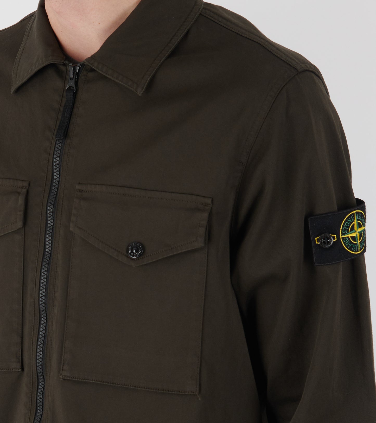 Classic Cotton Zip Pocket Overshirt Coal Grey