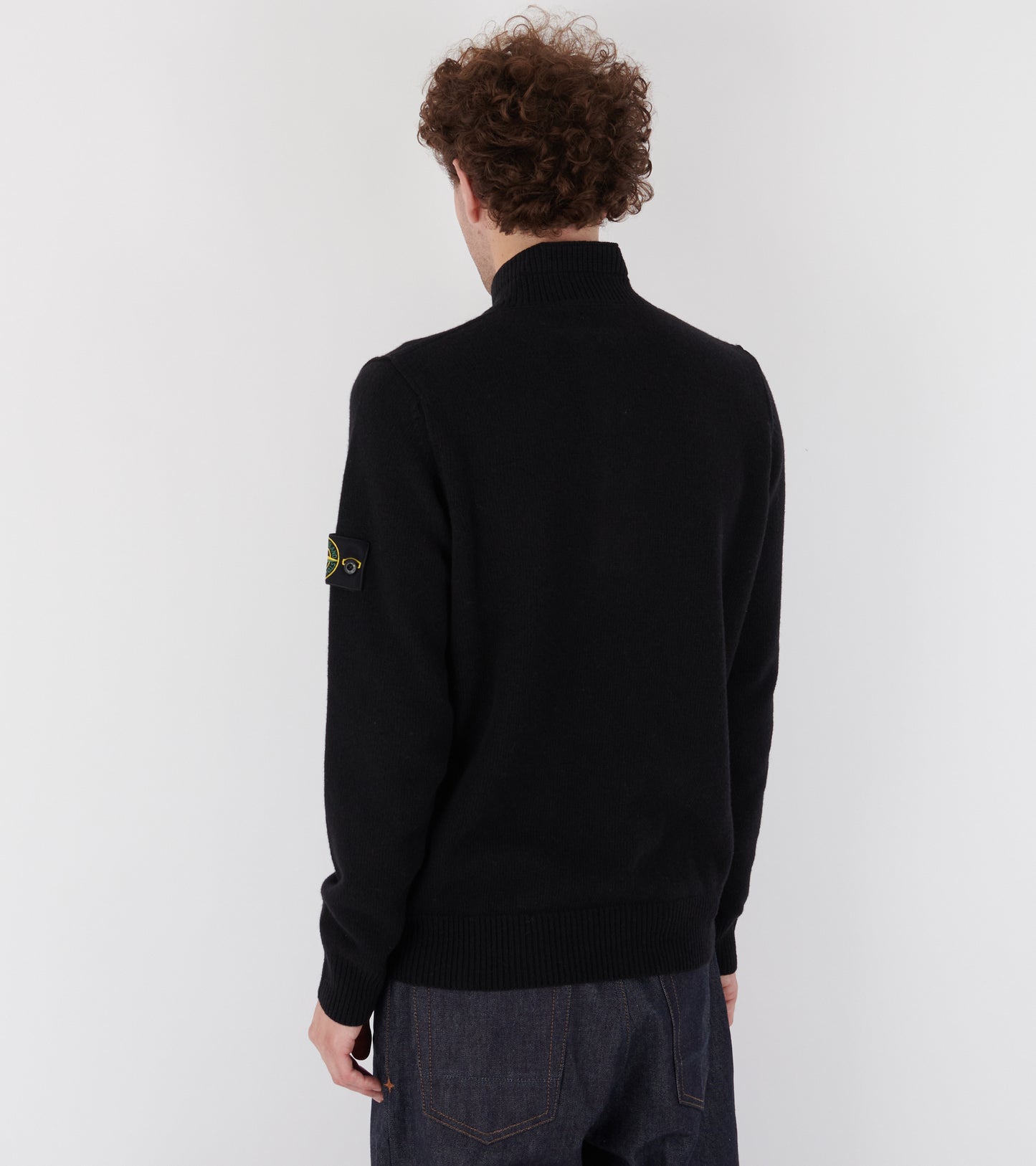 Half Zip Button Wool Knit Black