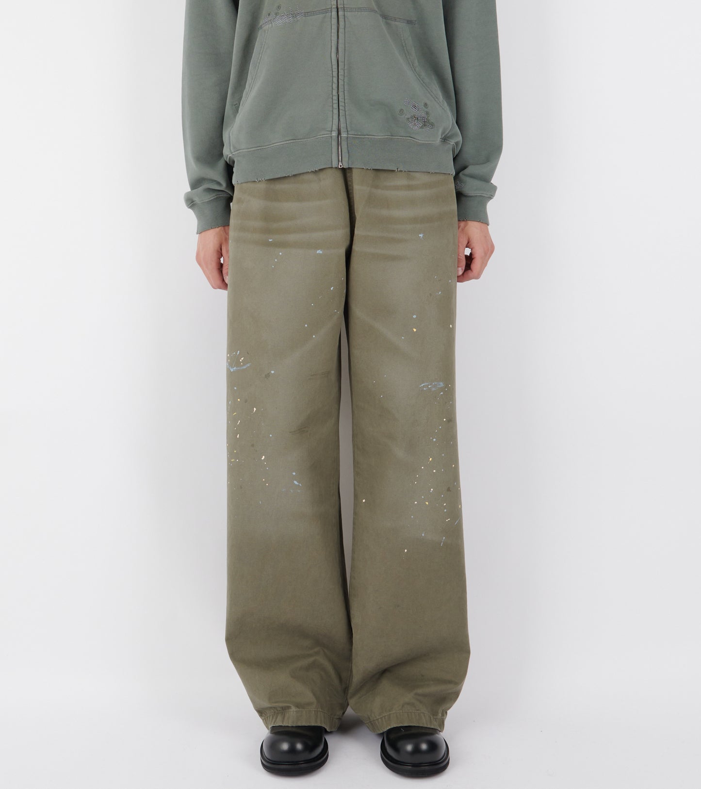 Washed Cotton Trousers Dusty Green