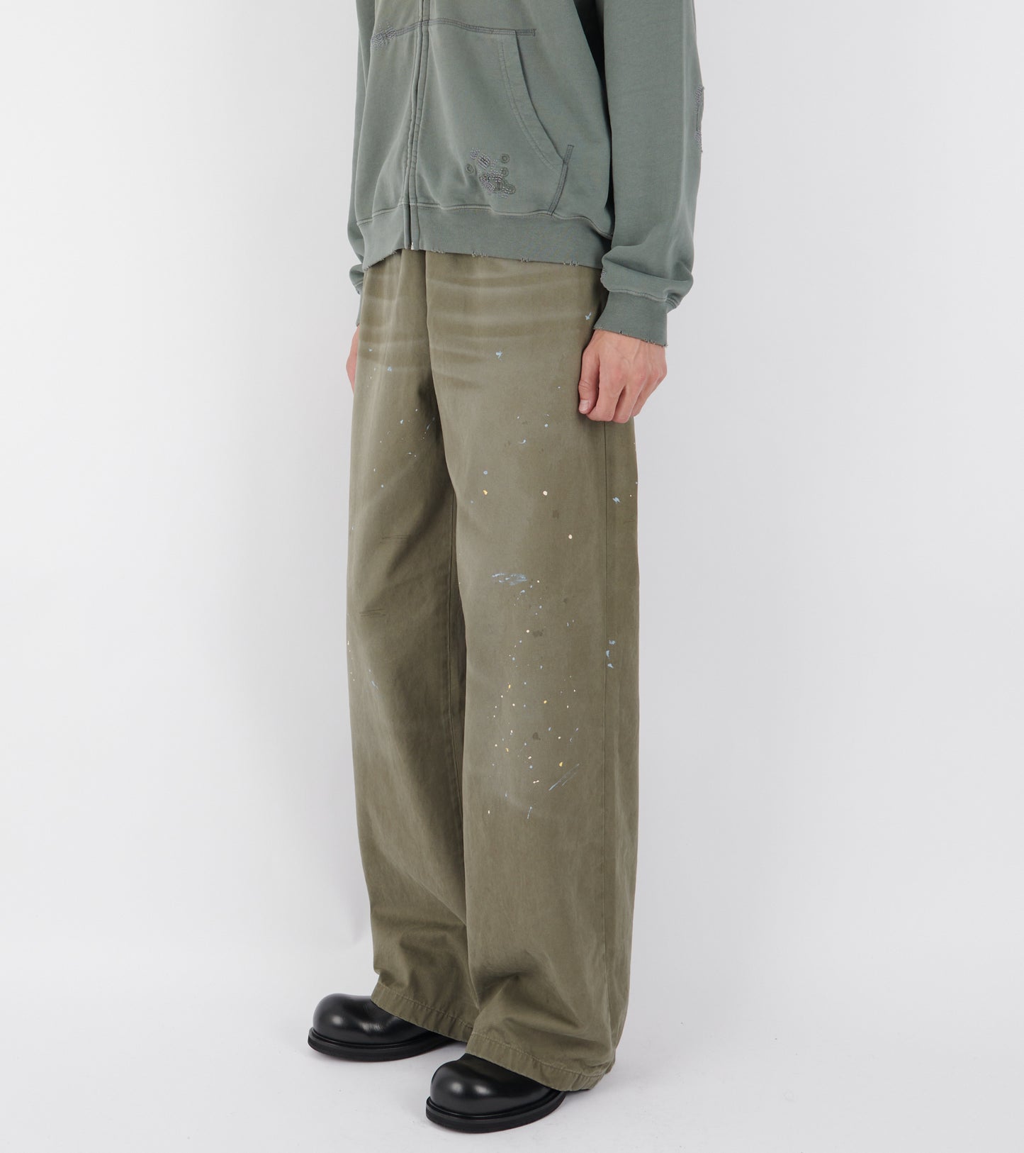 Washed Cotton Trousers Dusty Green