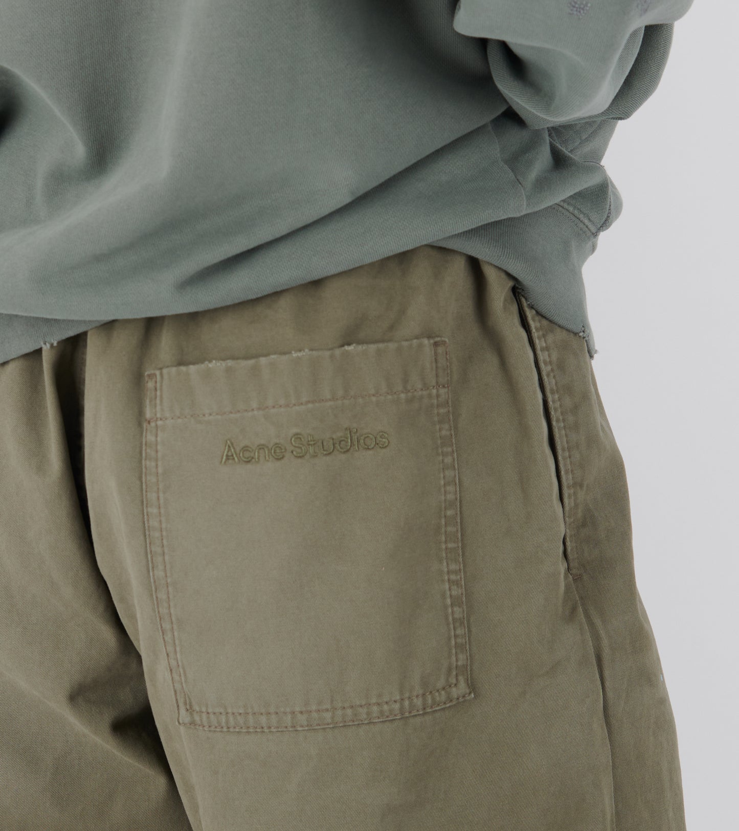 Washed Cotton Trousers Dusty Green