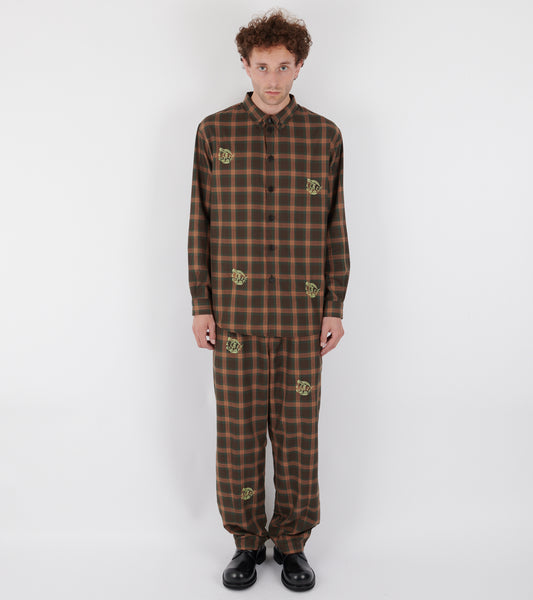 Block Shirt Brown Cotton Checks