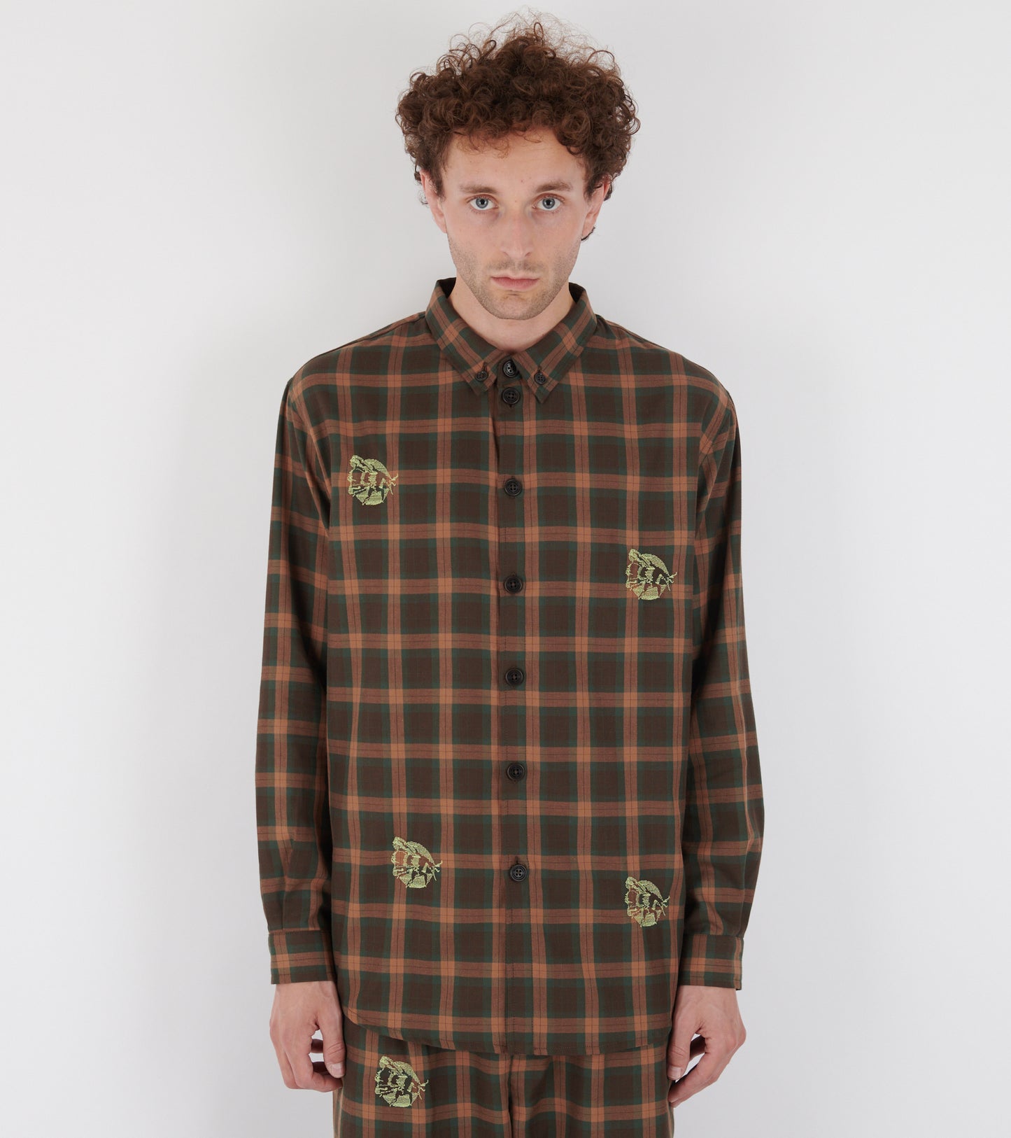 Block Shirt Brown Cotton Checks