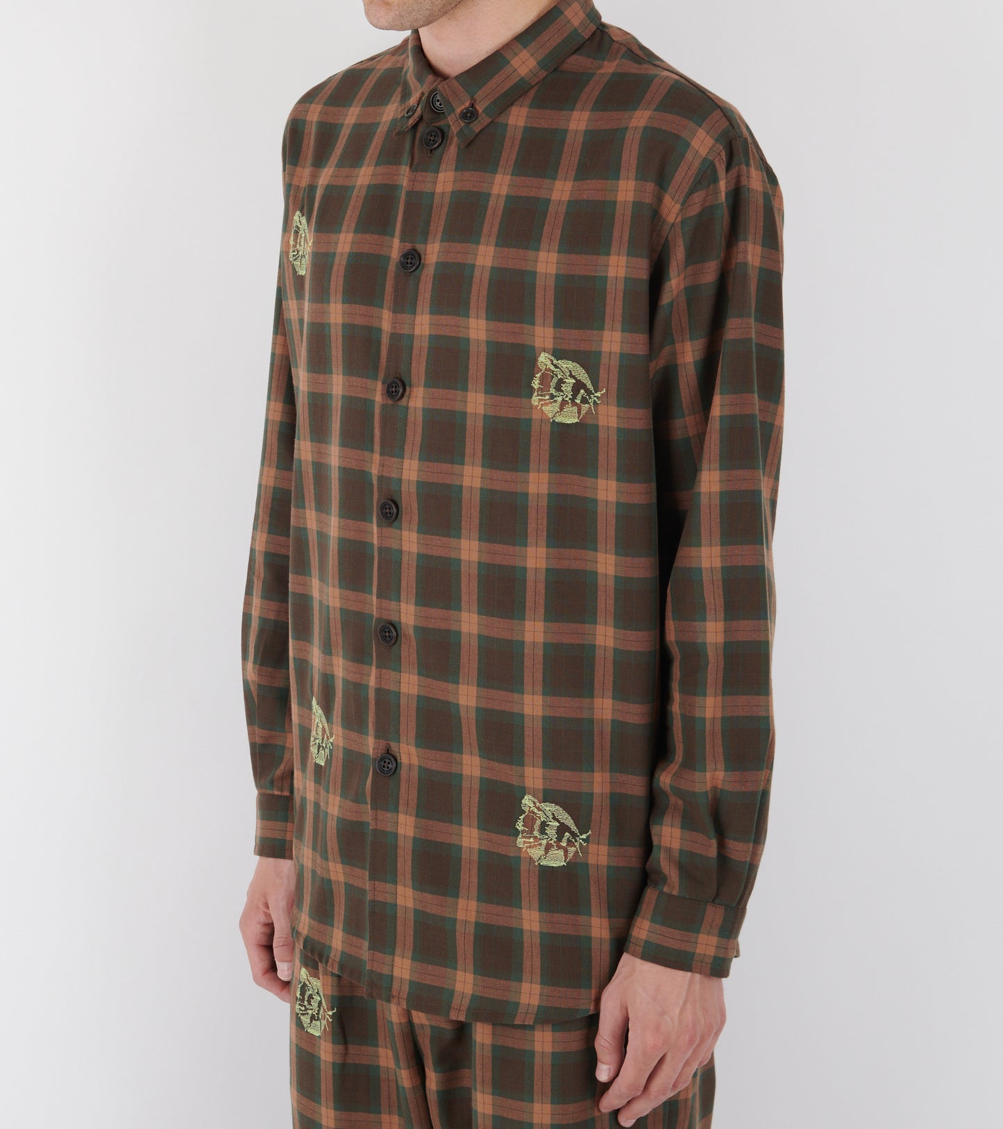 Block Shirt Brown Cotton Checks