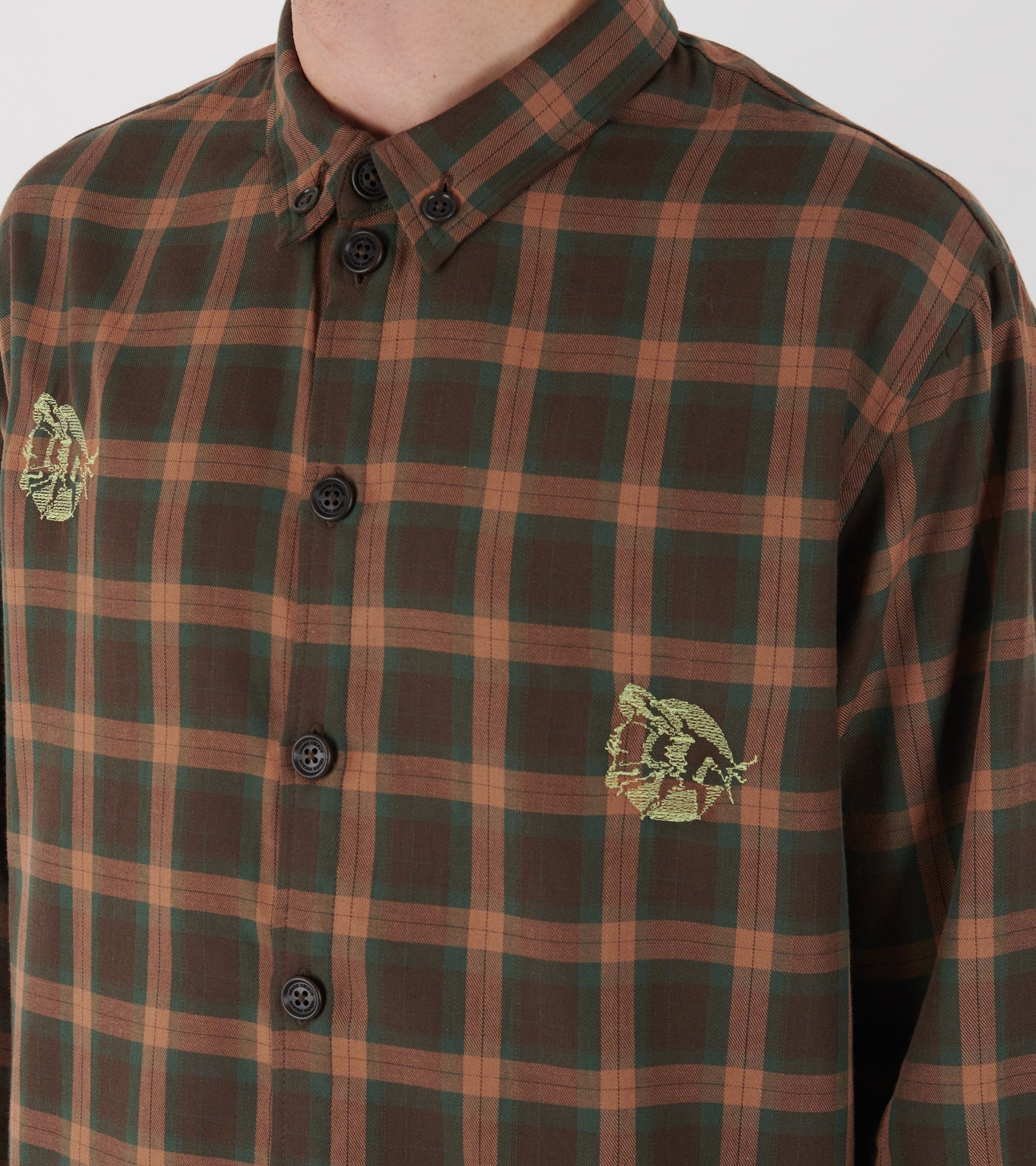 Block Shirt Brown Cotton Checks
