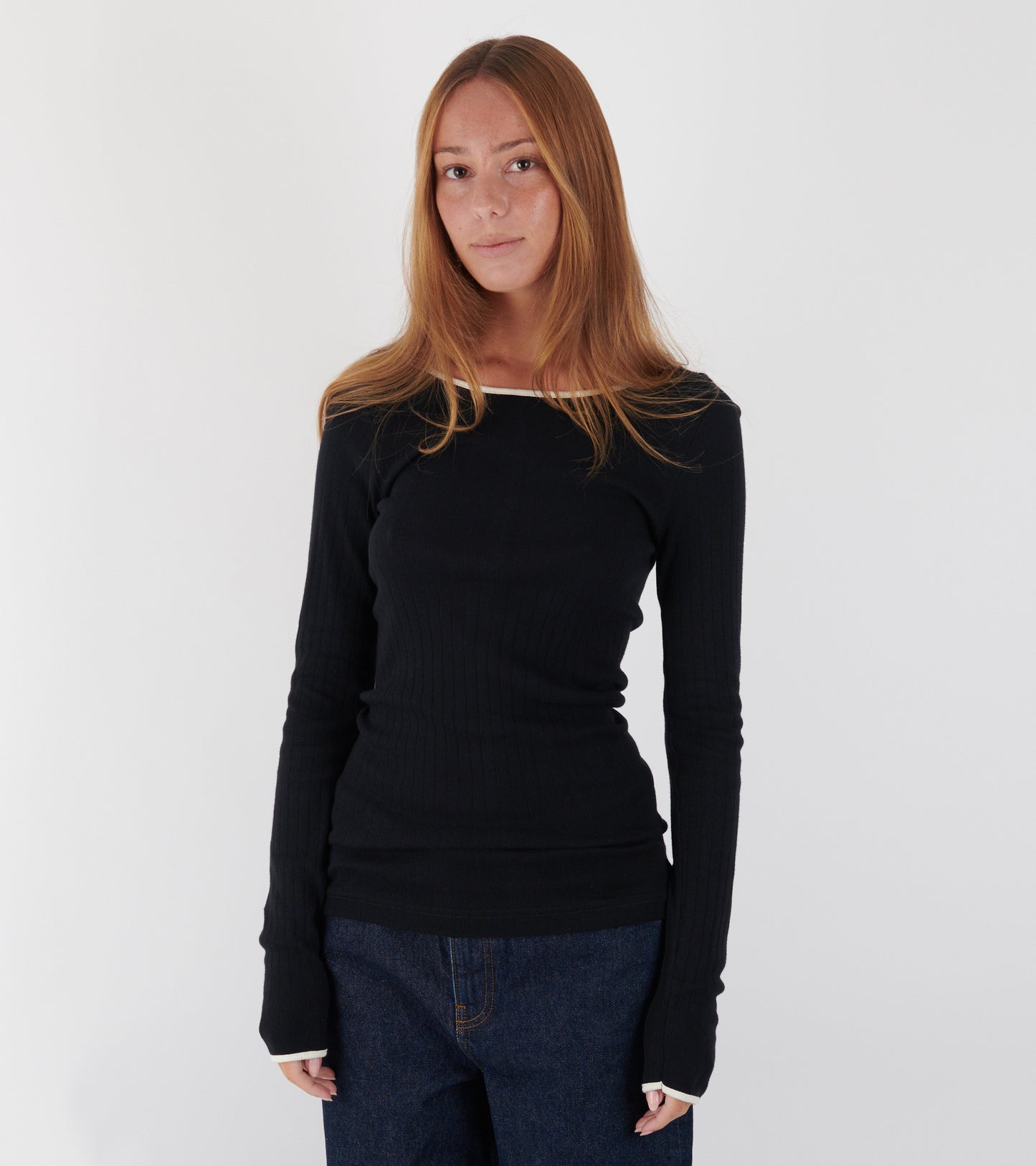 101 Rib Kontrast Black/Ecru