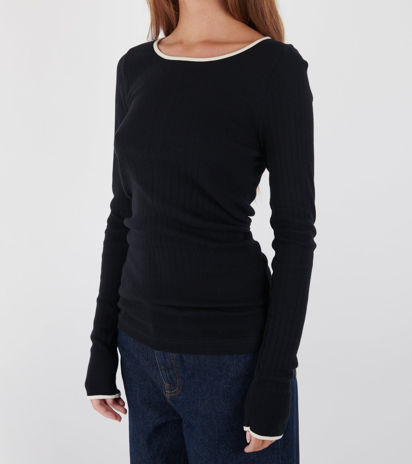 101 Rib Kontrast Black/Ecru