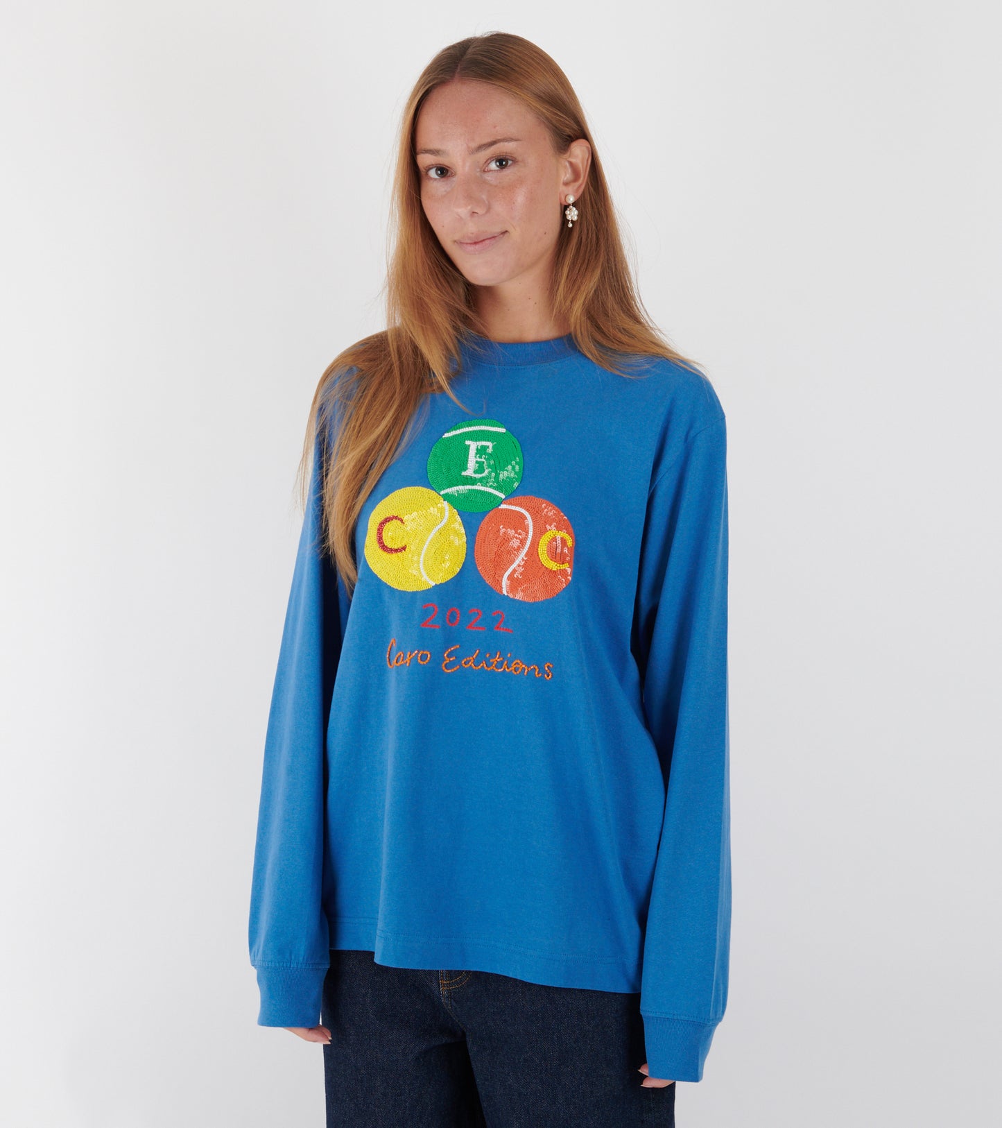Long Sleeve Tee Blue Tennis Balls