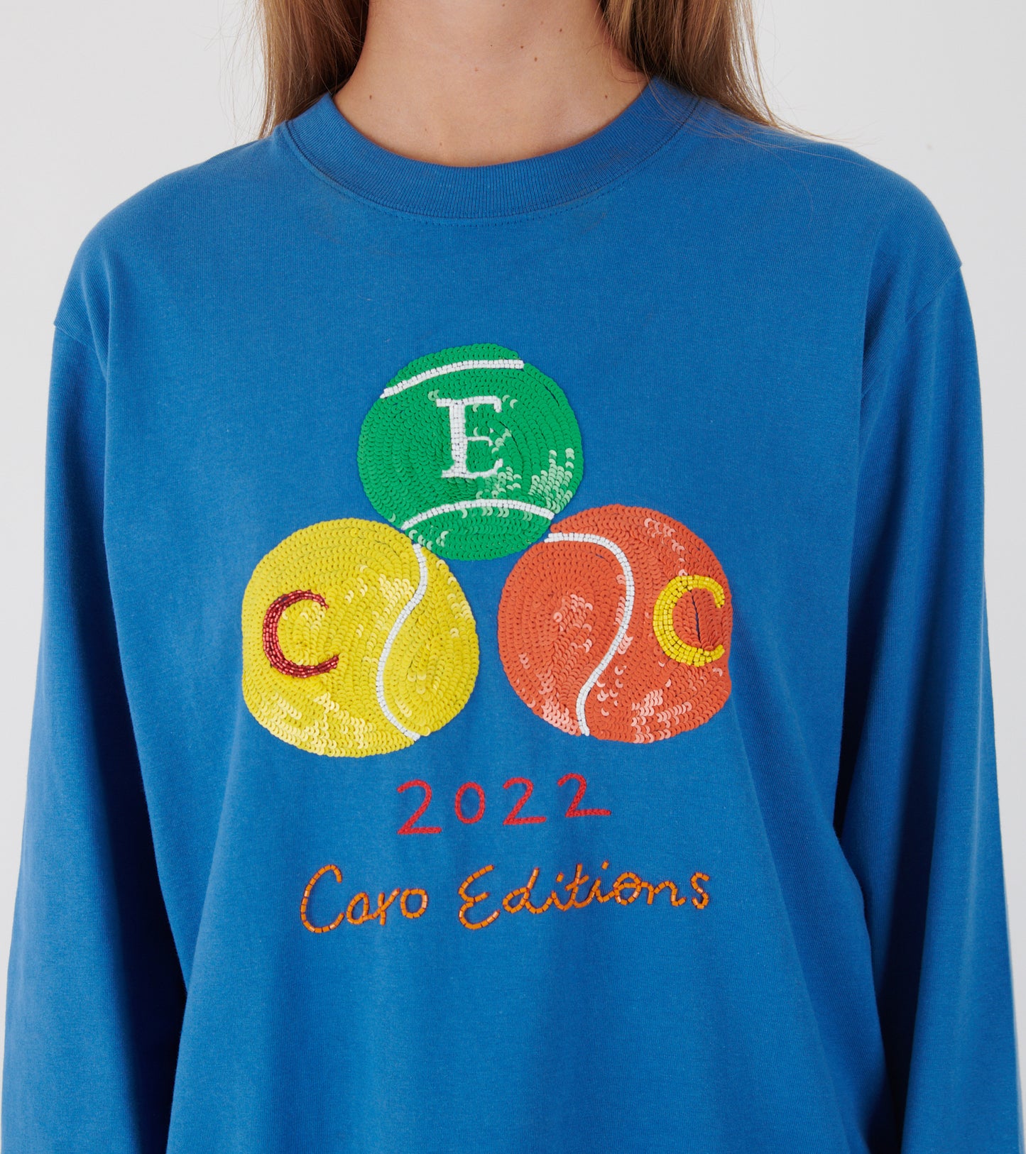 Long Sleeve Tee Blue Tennis Balls