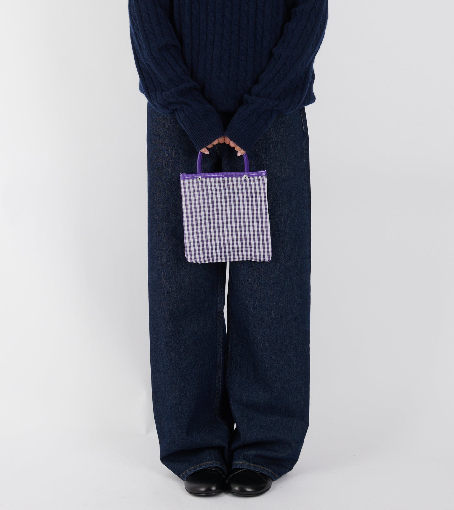 Mini Market Tote Purple Check