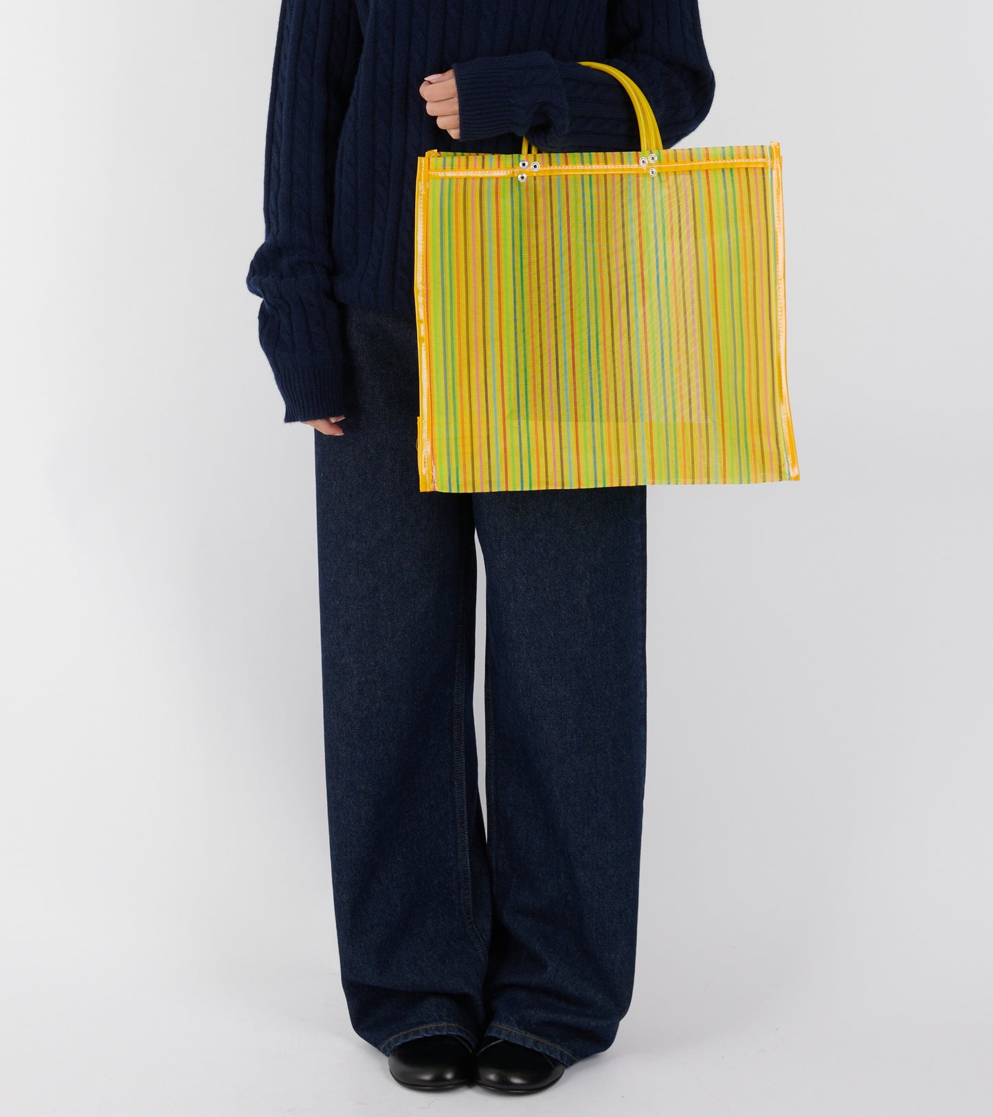 Market Tote Yellow/Multi Thin Stripe